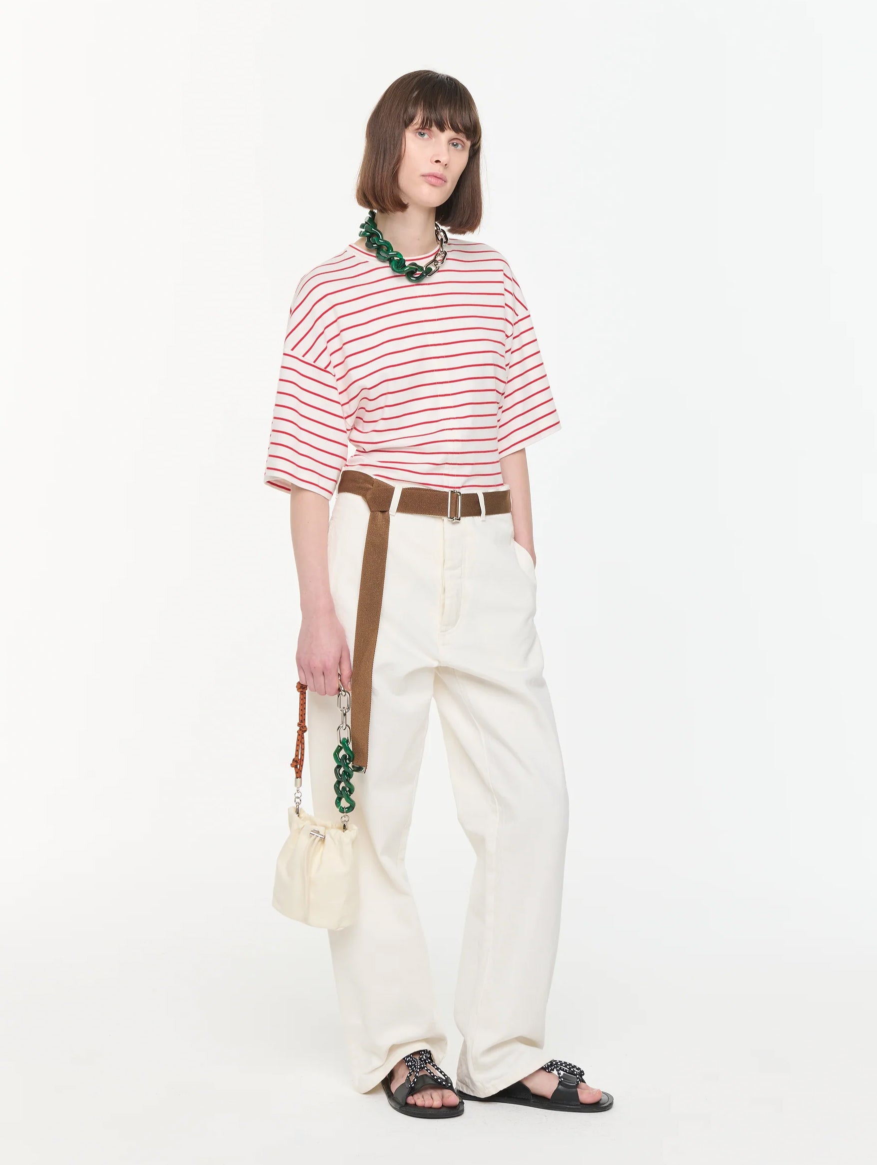 Drill Straight Leg Pant with Belt in Butter