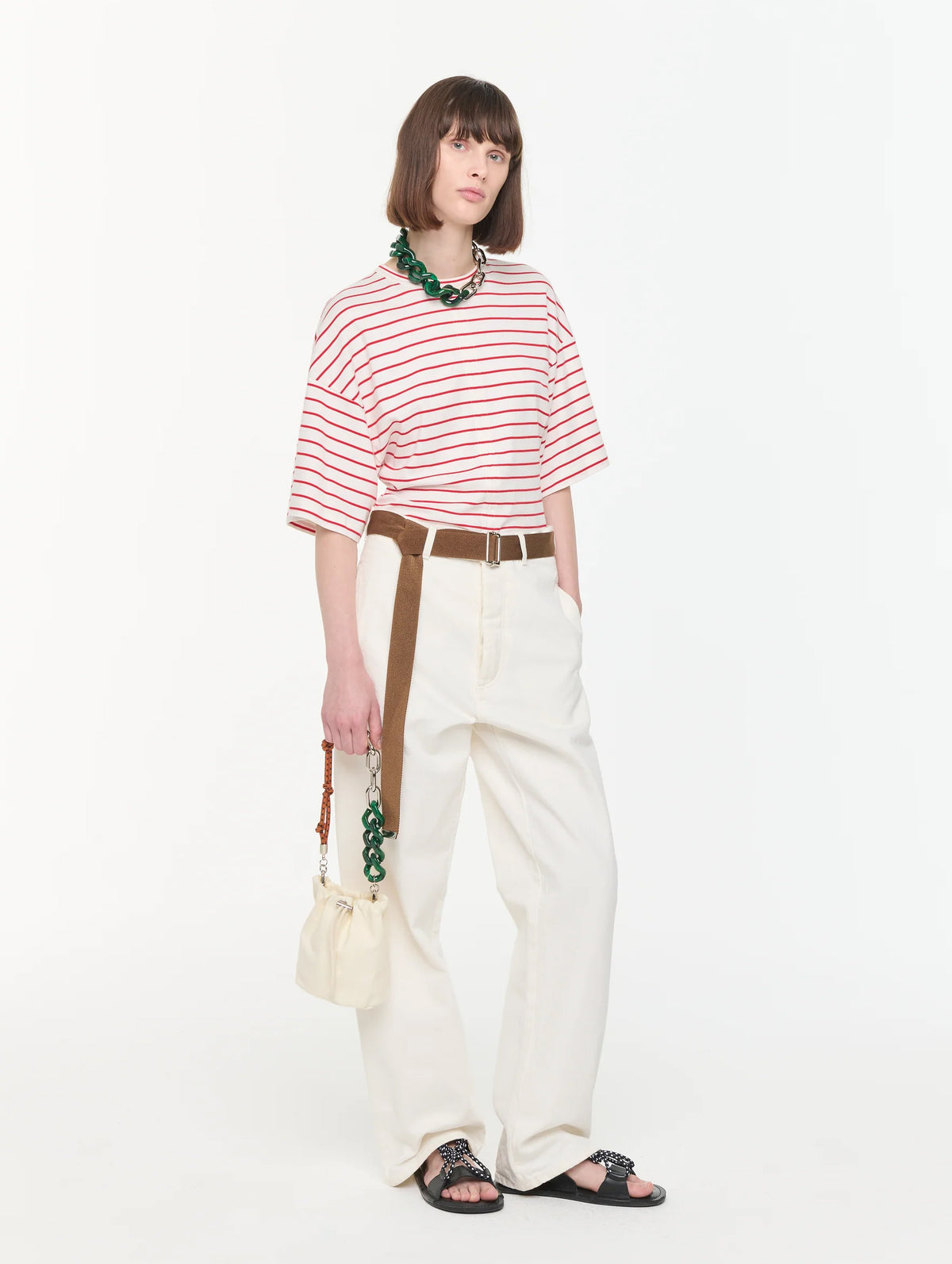 Drill Straight Leg Pant with Belt in Butter