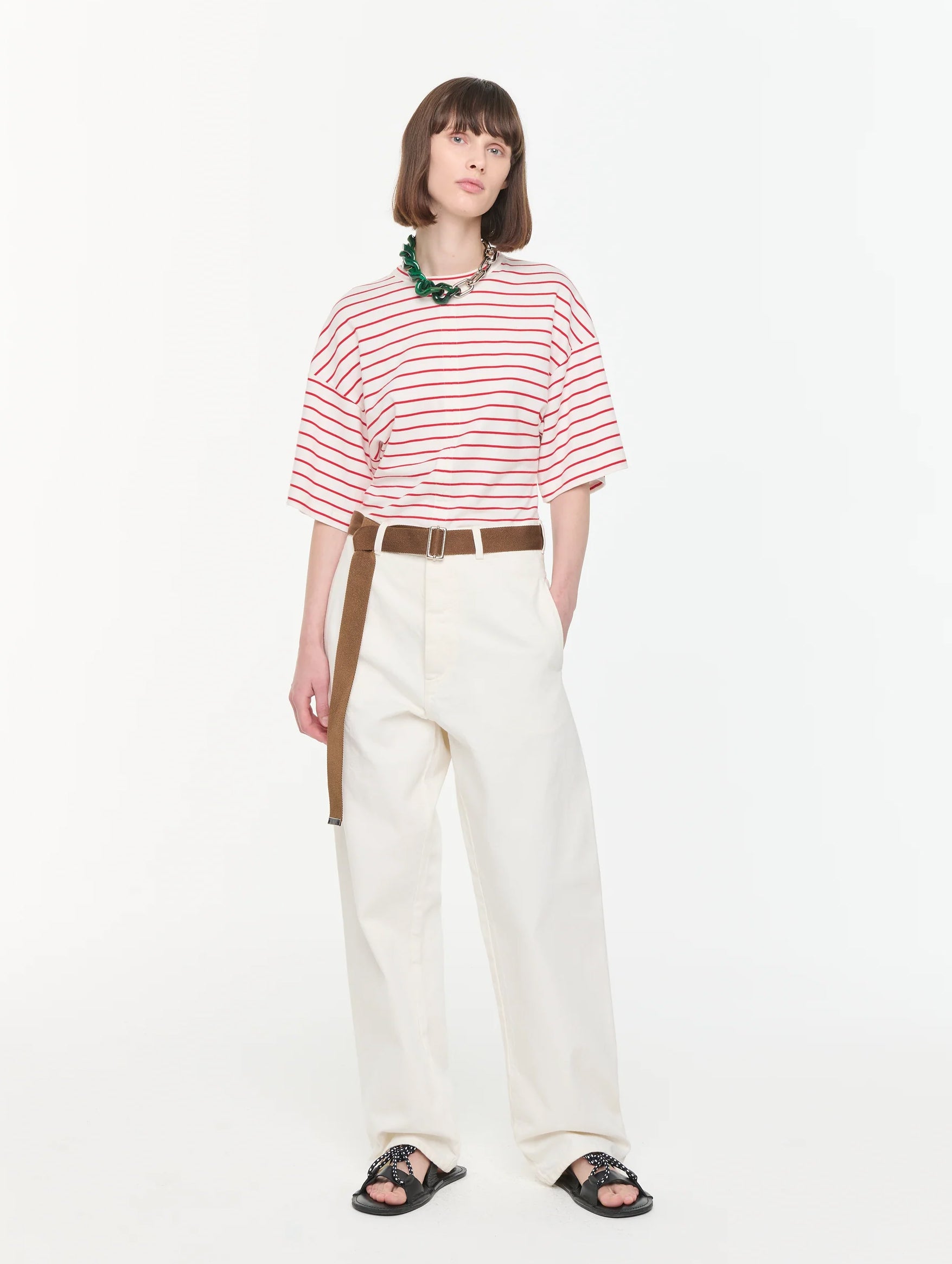 Drill Straight Leg Pant with Belt in Butter