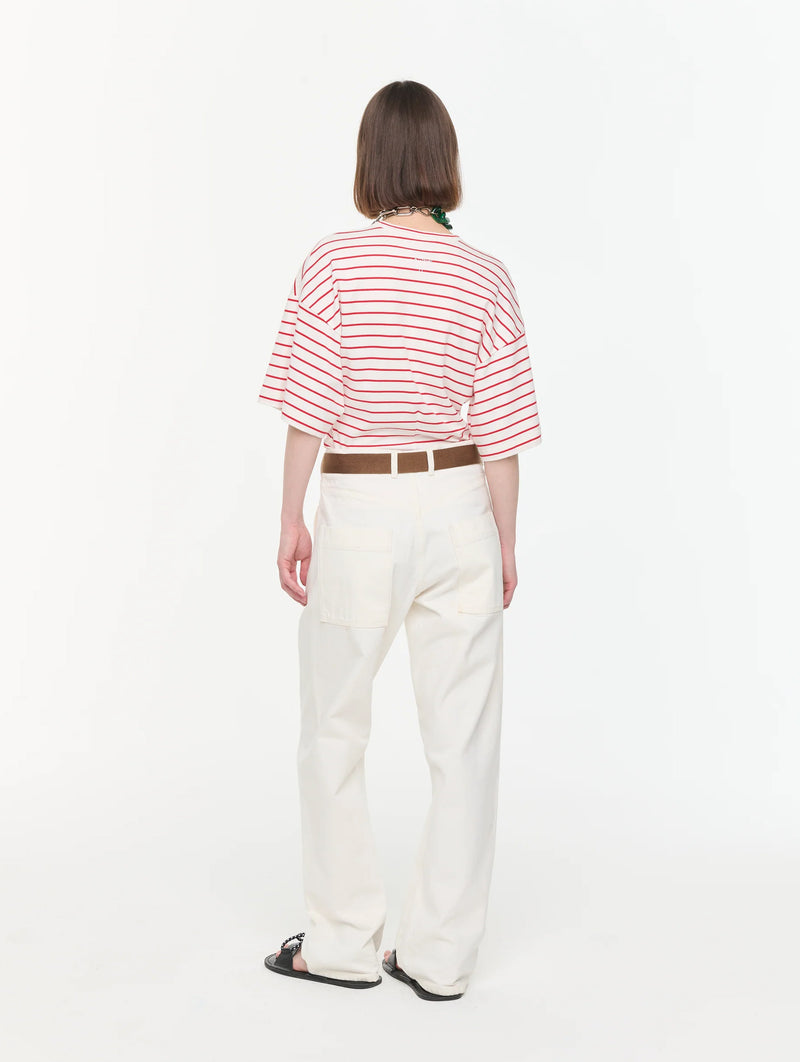 Drill Straight Leg Pant with Belt in Butter