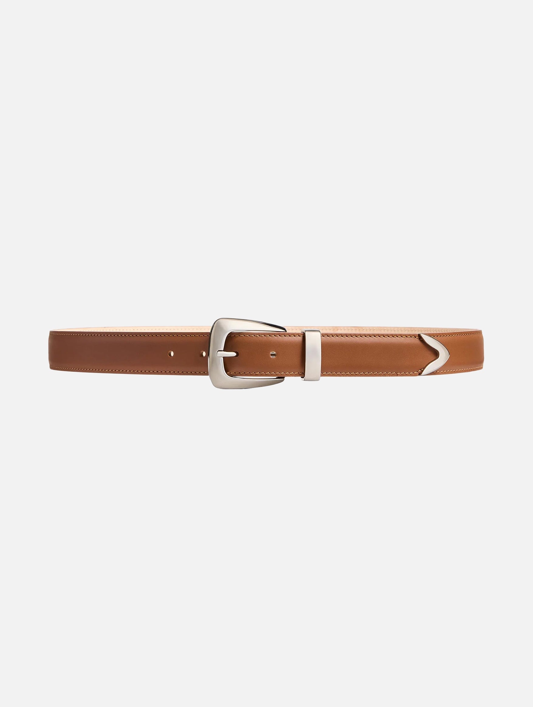 Benny Belt with Silver Buckle in Dark Tan