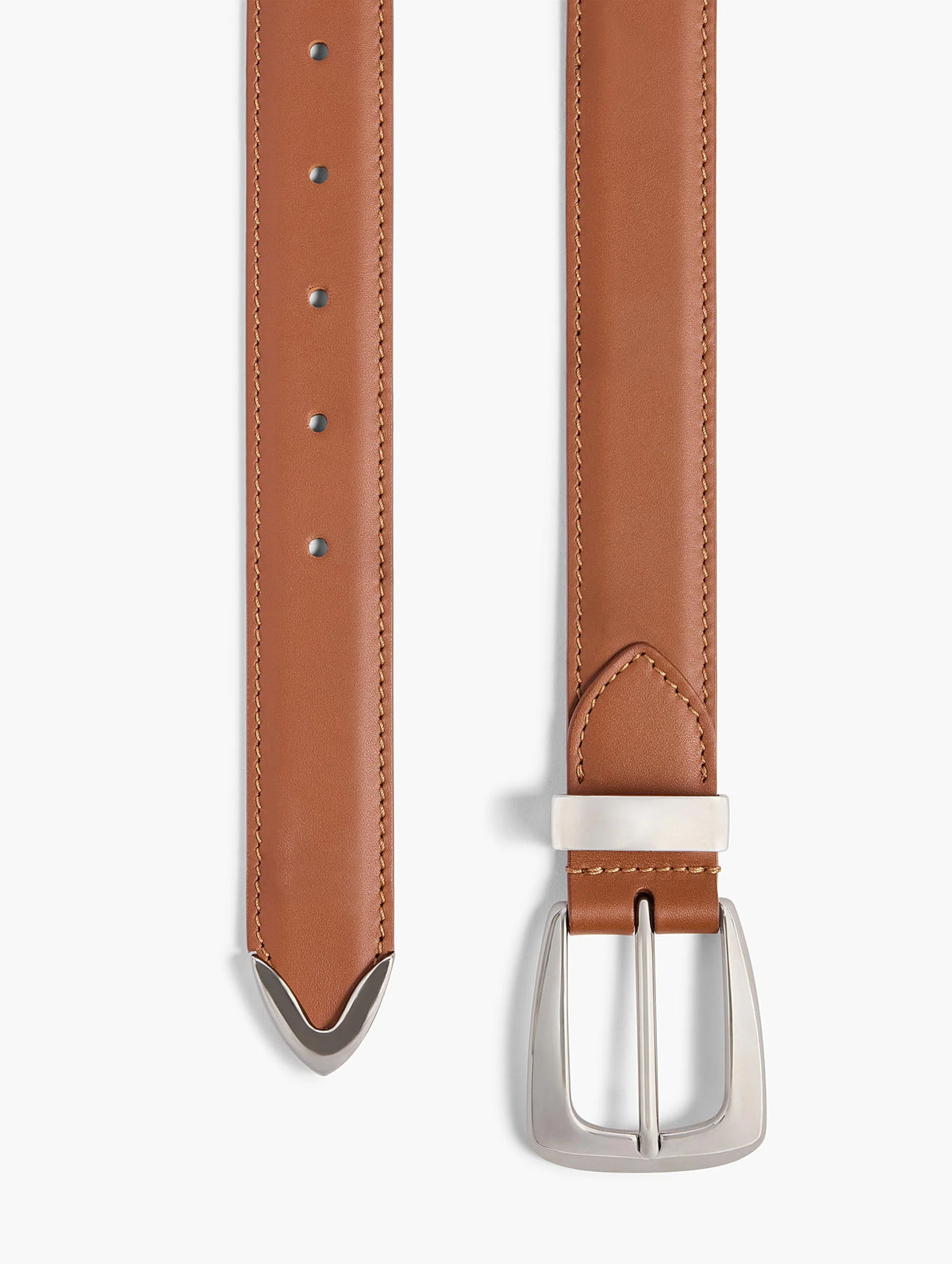 Benny Belt with Silver Buckle in Dark Tan