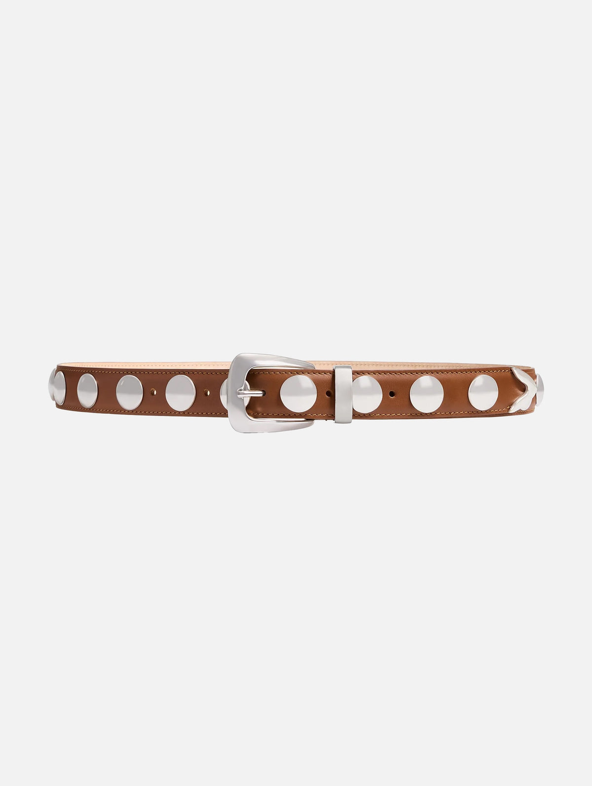 Benny Belt with Silver Studs in Dark Tan