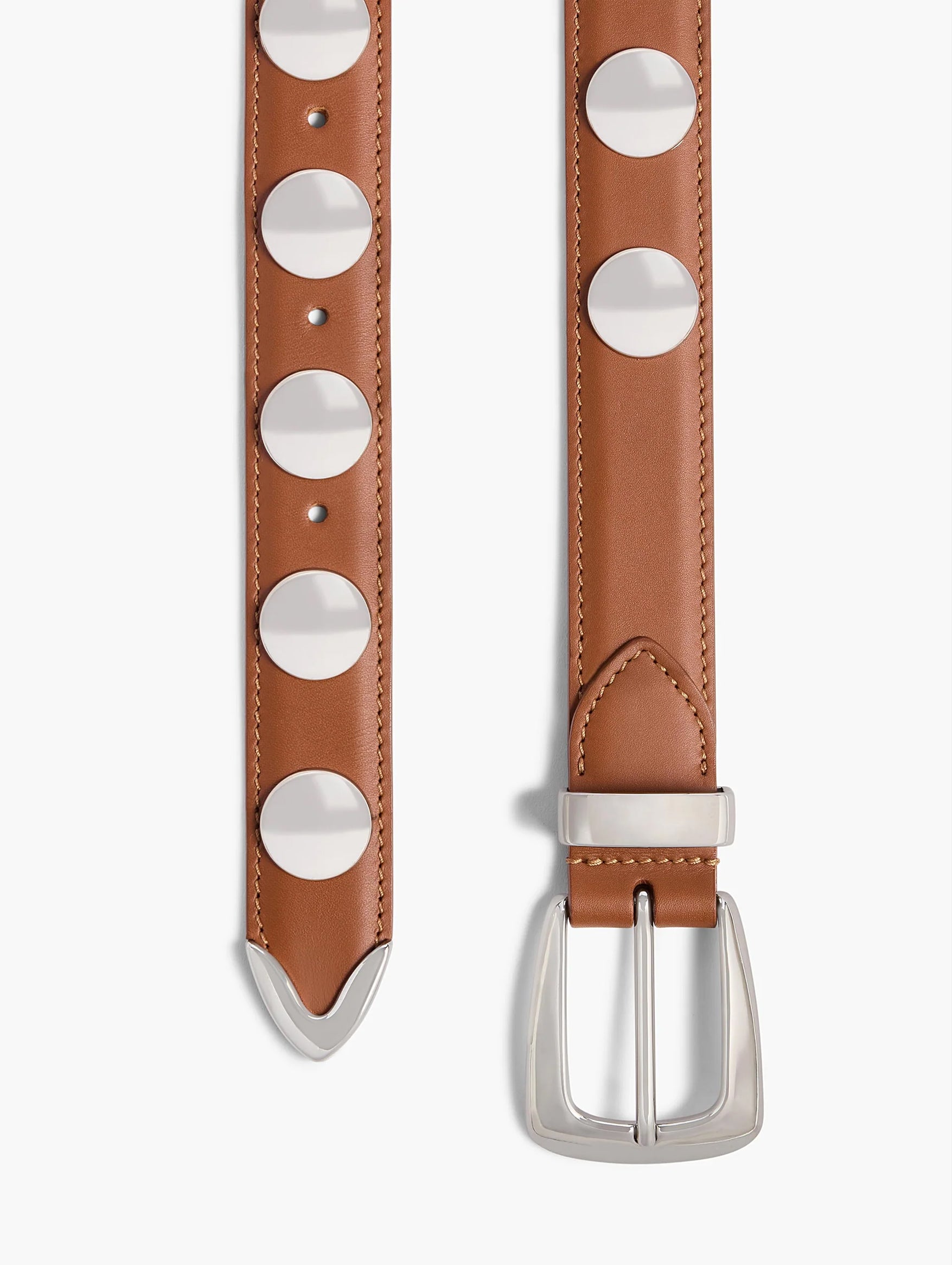 Benny Belt with Silver Studs in Dark Tan