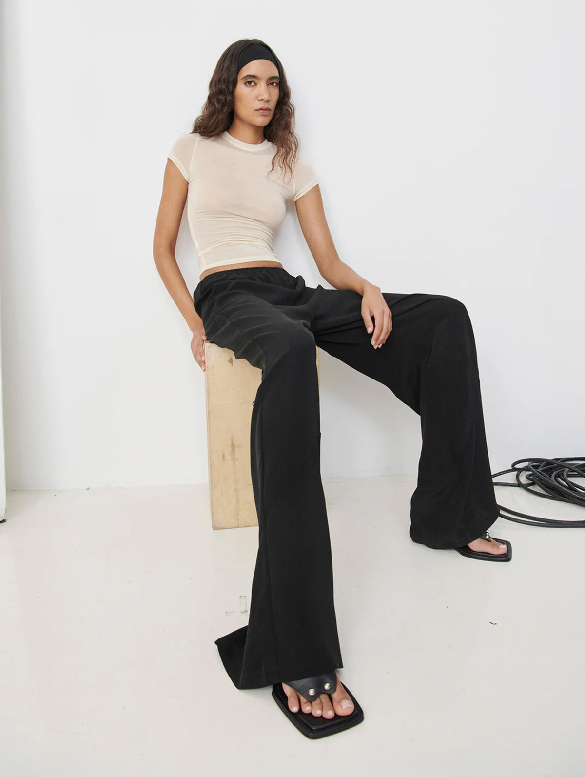 Bias Silk Pant in Black