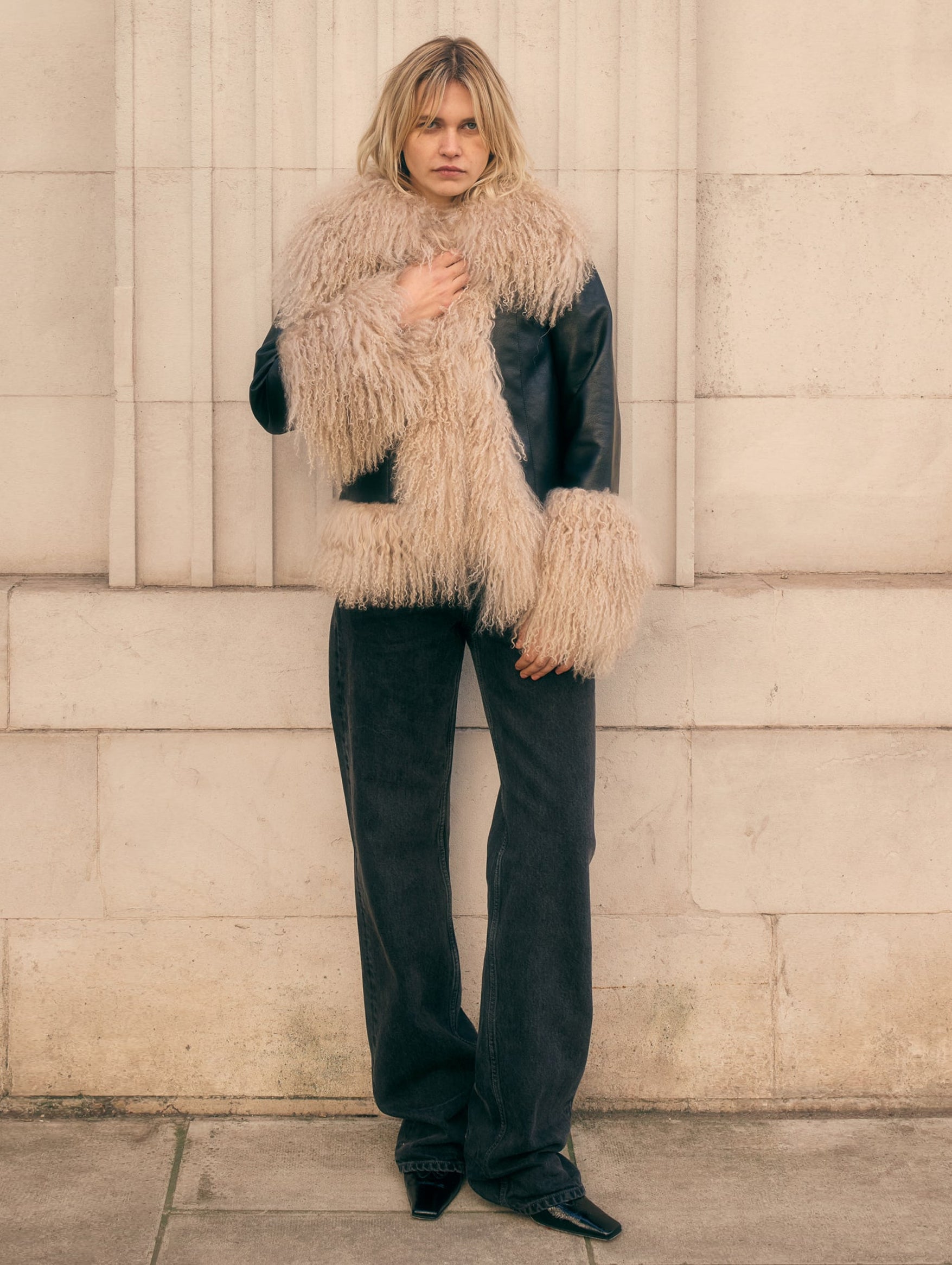 Billie Jacket in Black & Biscotti