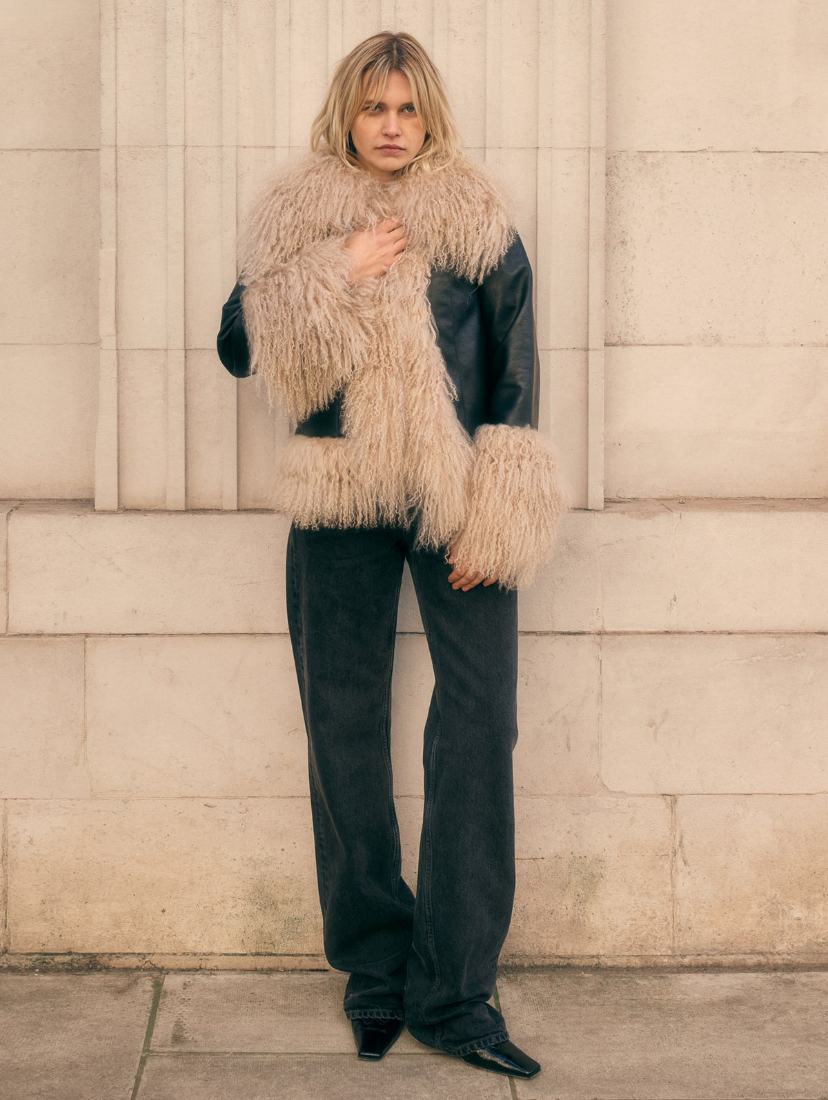 Billie Jacket in Black & Biscotti