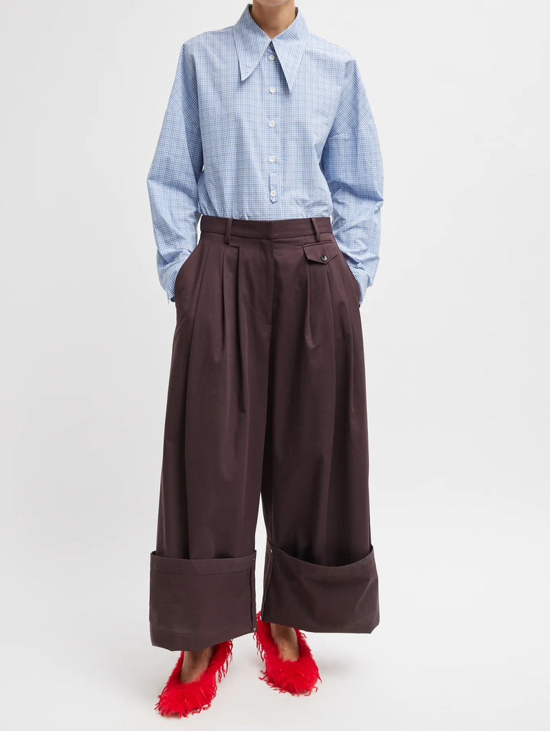 Bio Twill Triple Pleat Pant in Plum