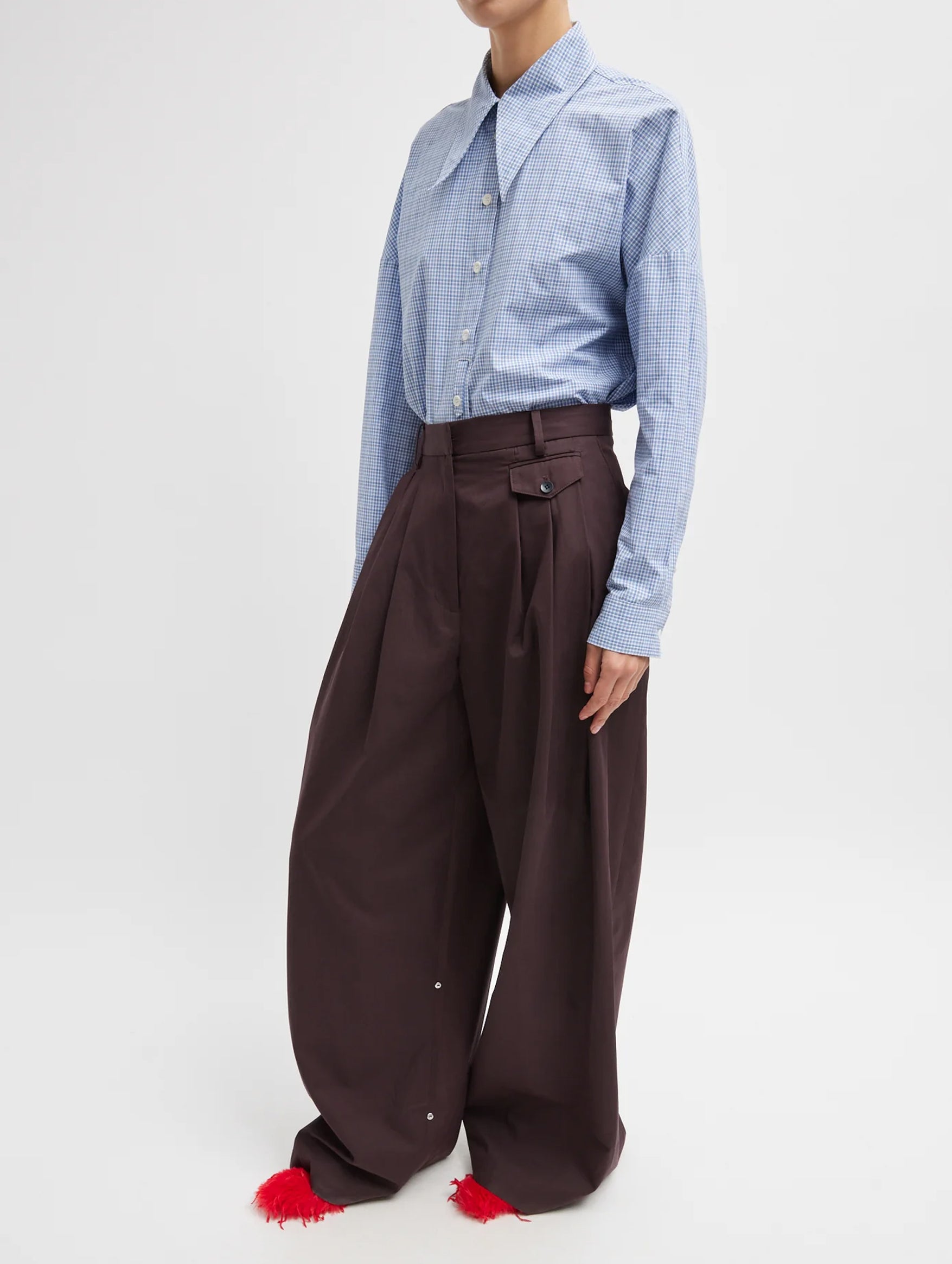 Bio Twill Triple Pleat Pant in Plum