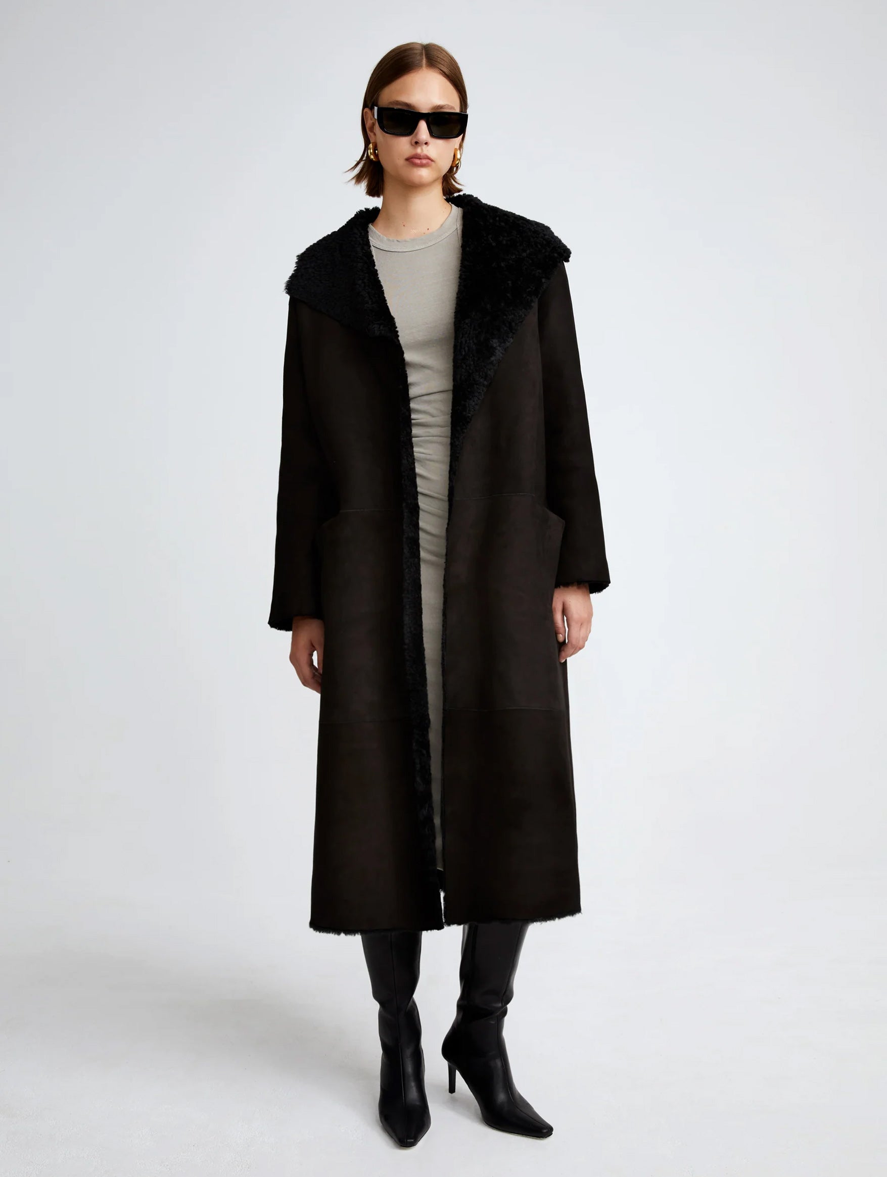 Birthday Shearling Coat in Black