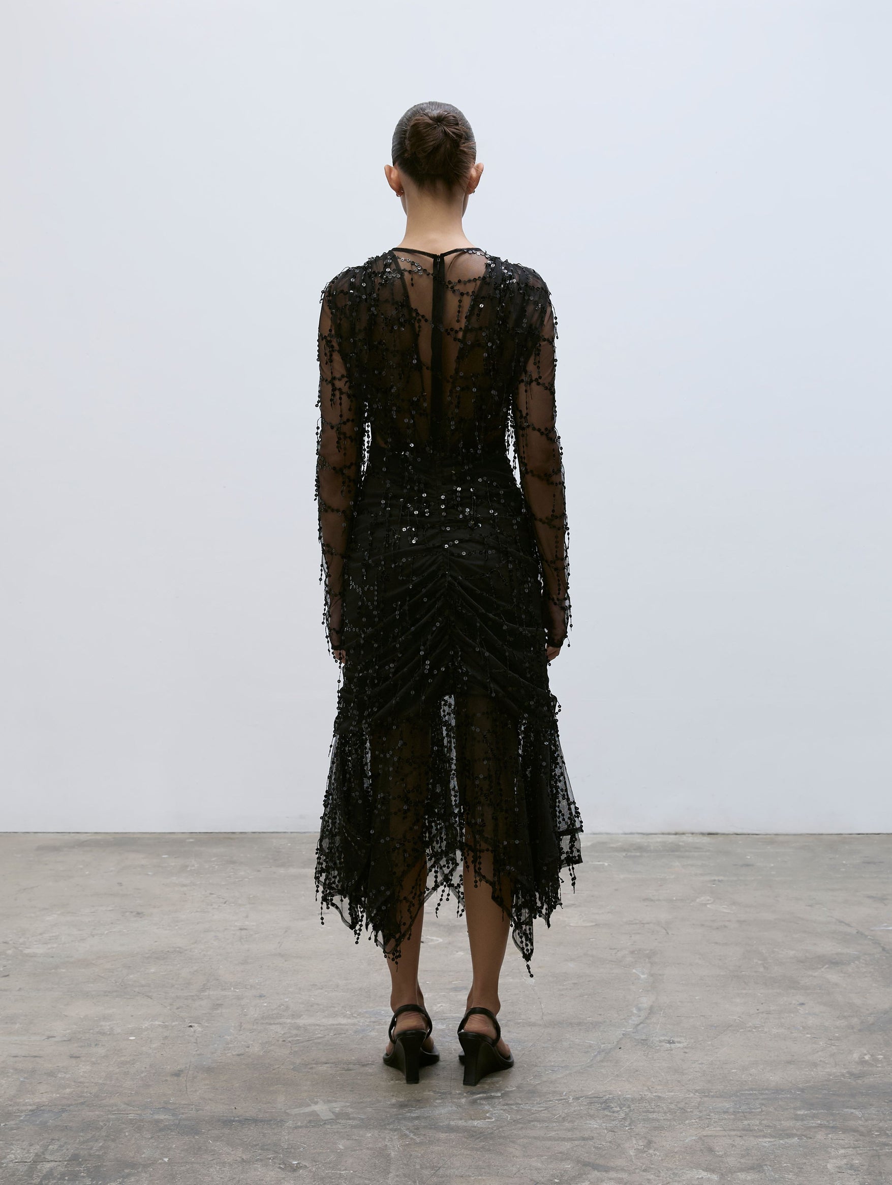 Bianca Sequin Fringe Dress in Black