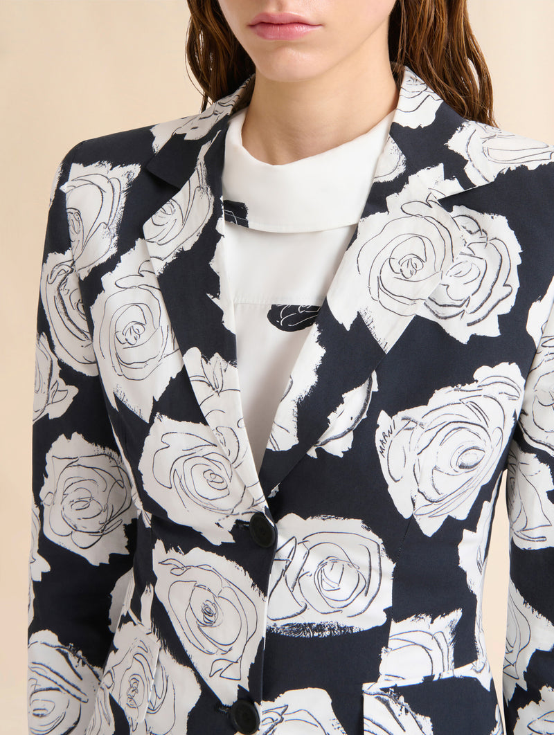 Poplin Baby Jacket with Aurora Print in Black