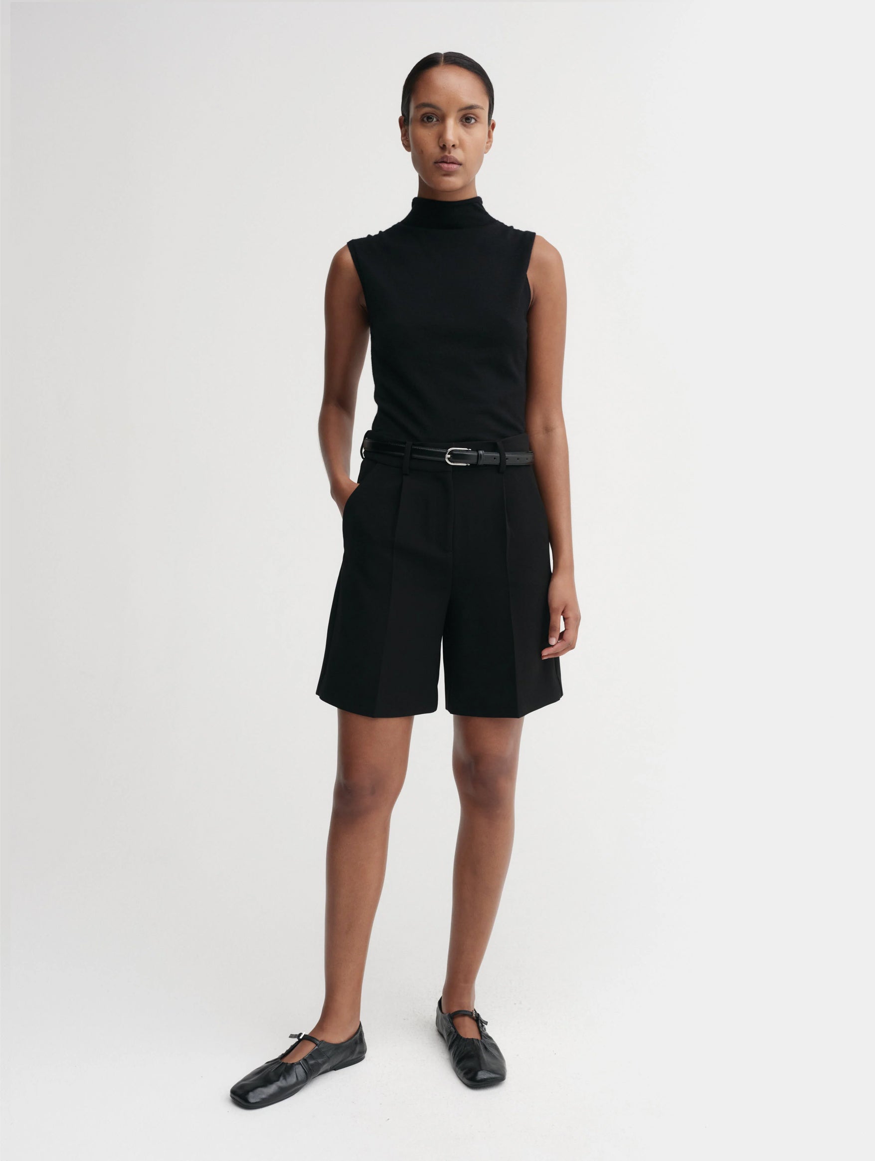 Blair Crepe Shorts in Black - Main Image