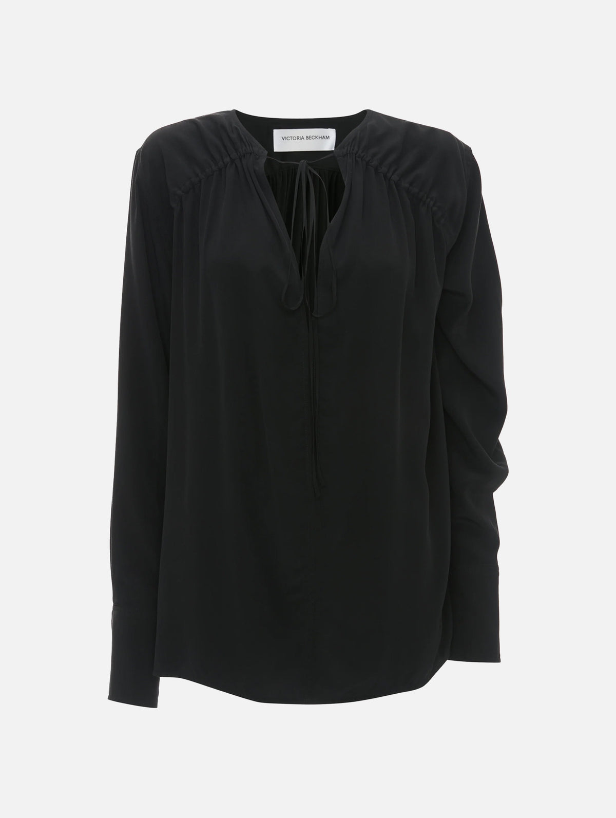 Gather Detail Tie Blouse in Black