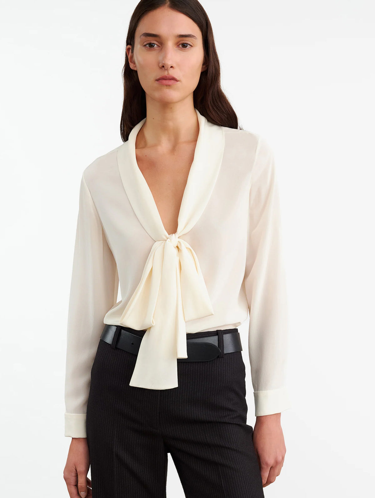 Angelique Silk Blouse in Ivory