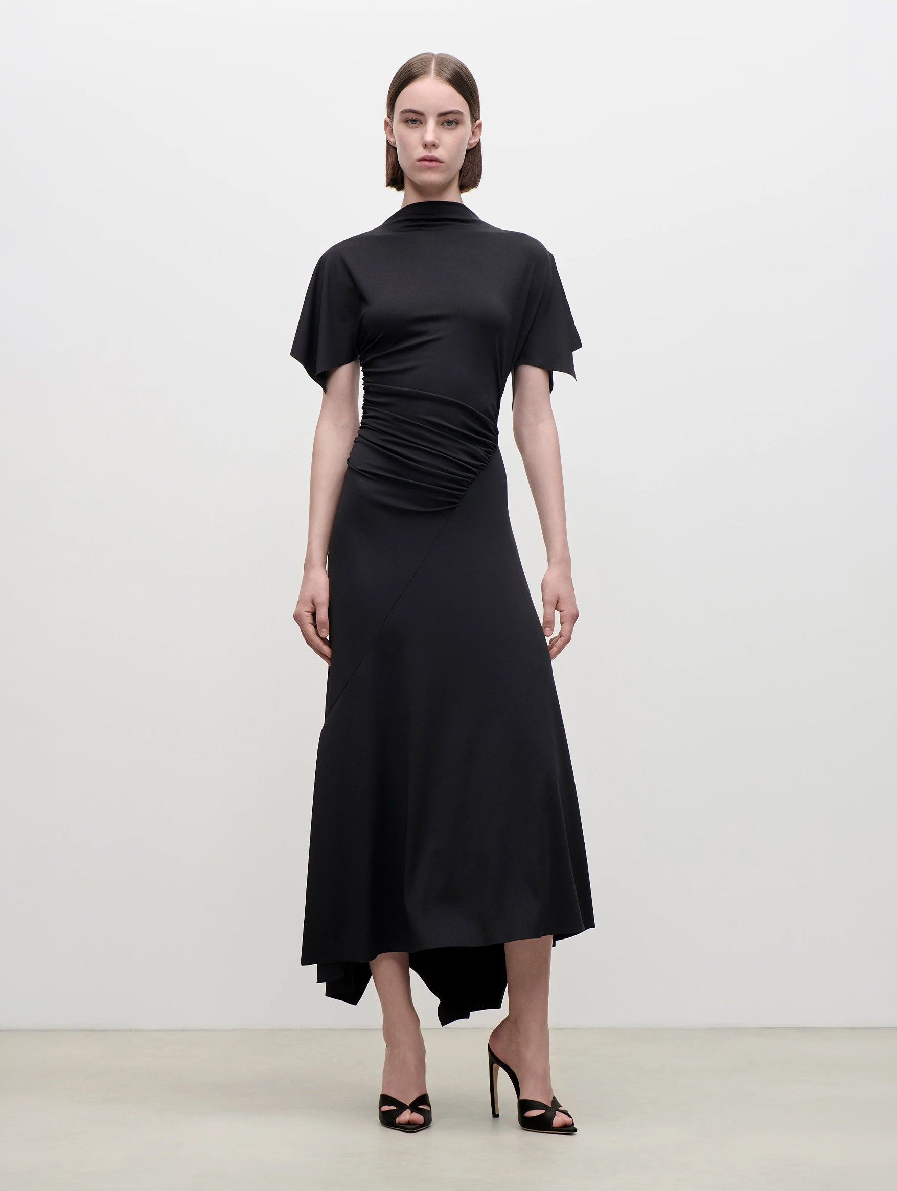 Blousey Midi Dress in Black