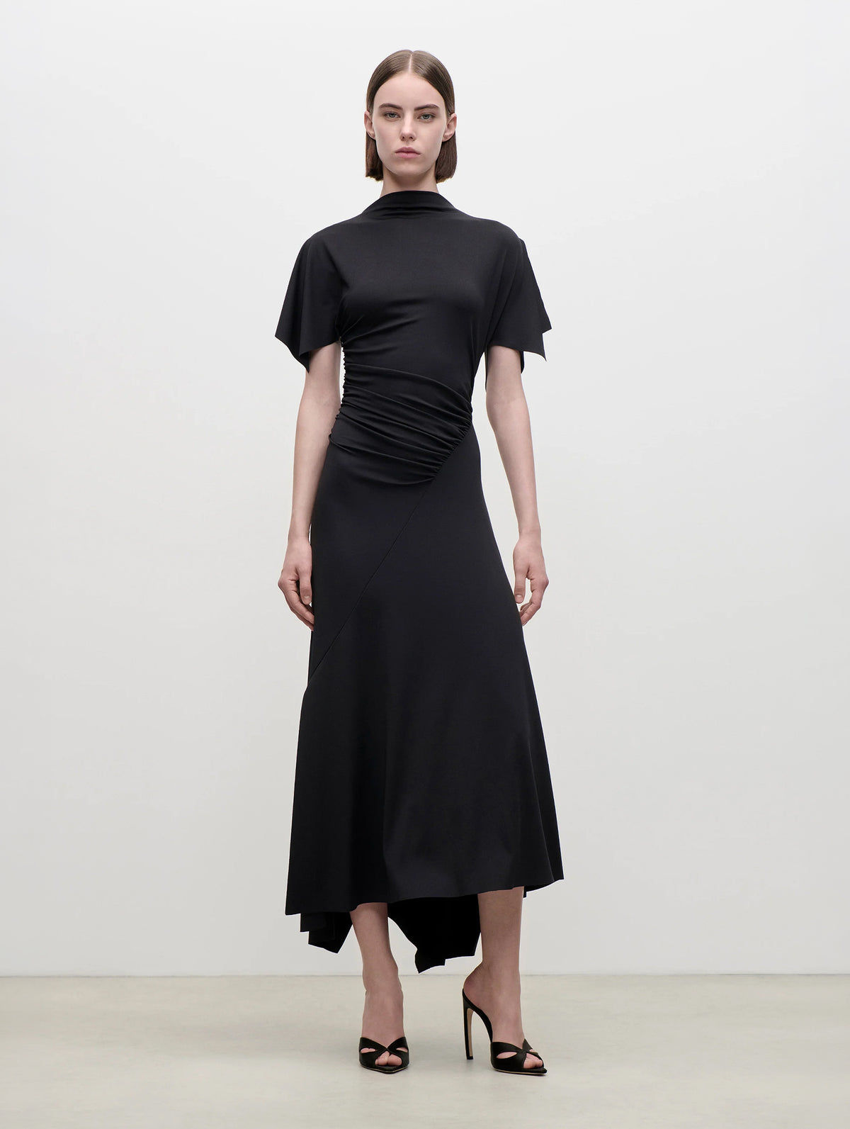 Blousey Midi Dress in Black