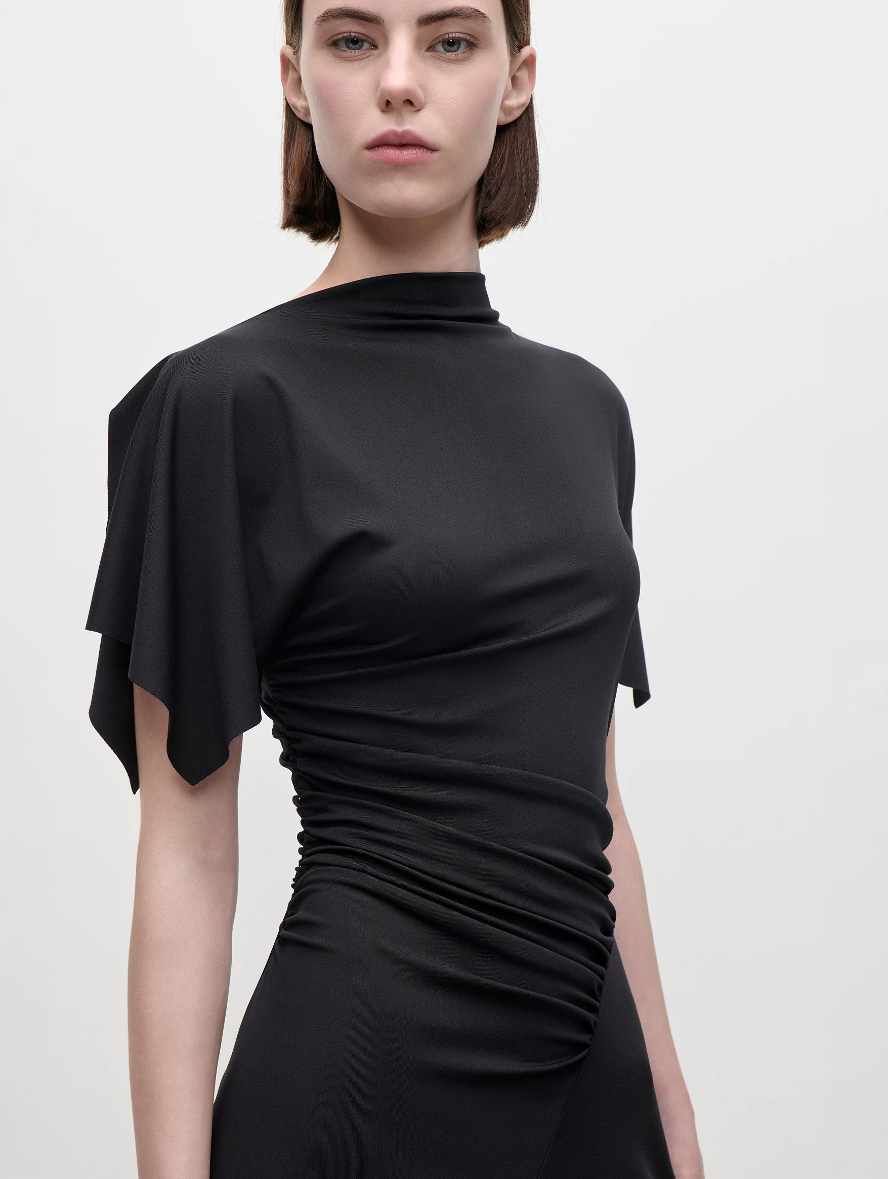 Blousey Midi Dress in Black