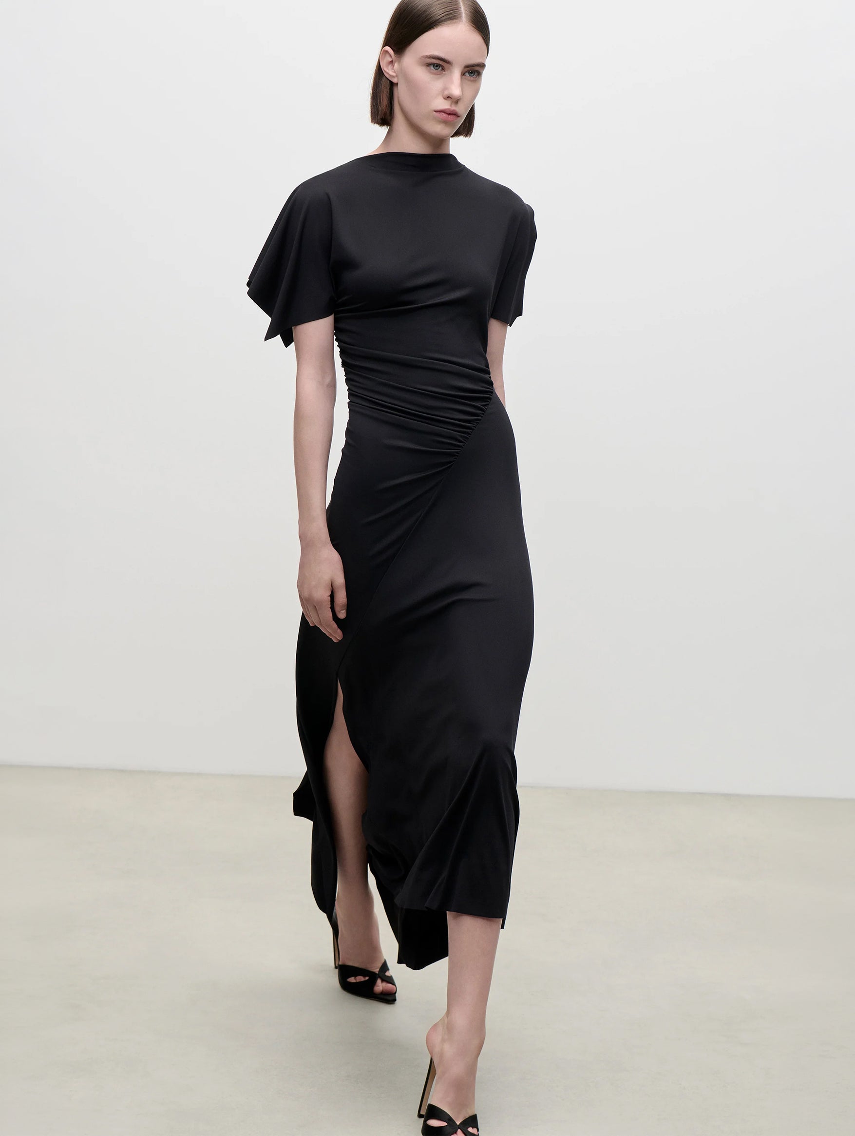 Blousey Midi Dress in Black