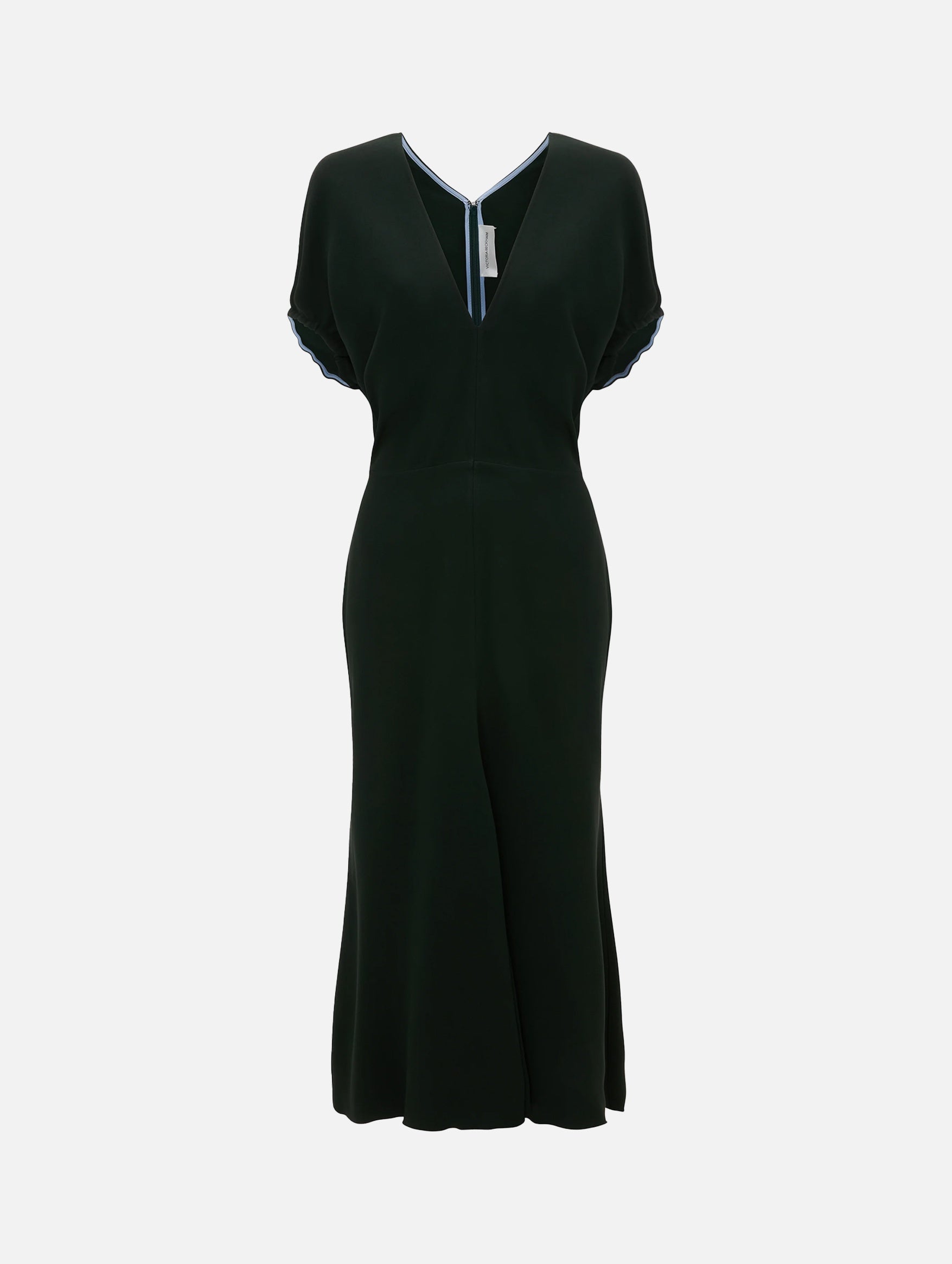 Blouson Detail Midi Dress in Dark Pine