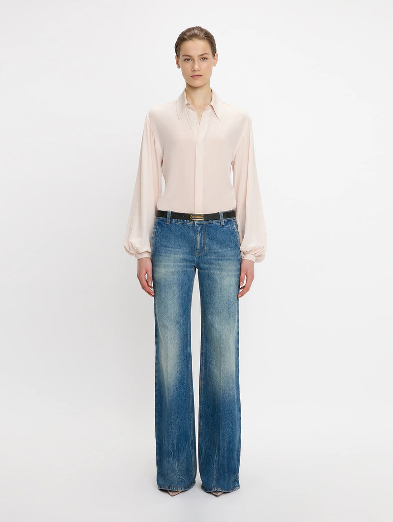 Blouson Sleeve Blouse in Blush