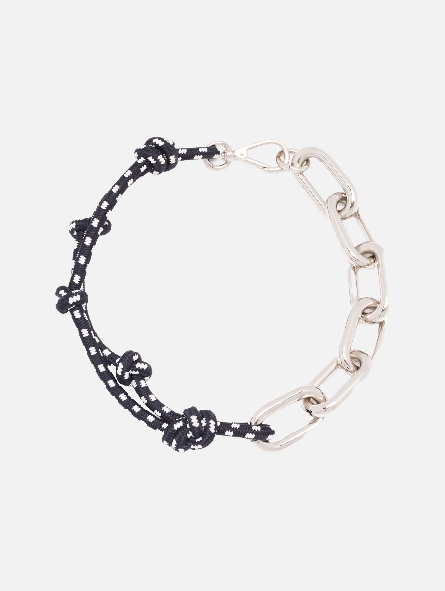 Knotted Cord and Chain Necklace in Blue & White