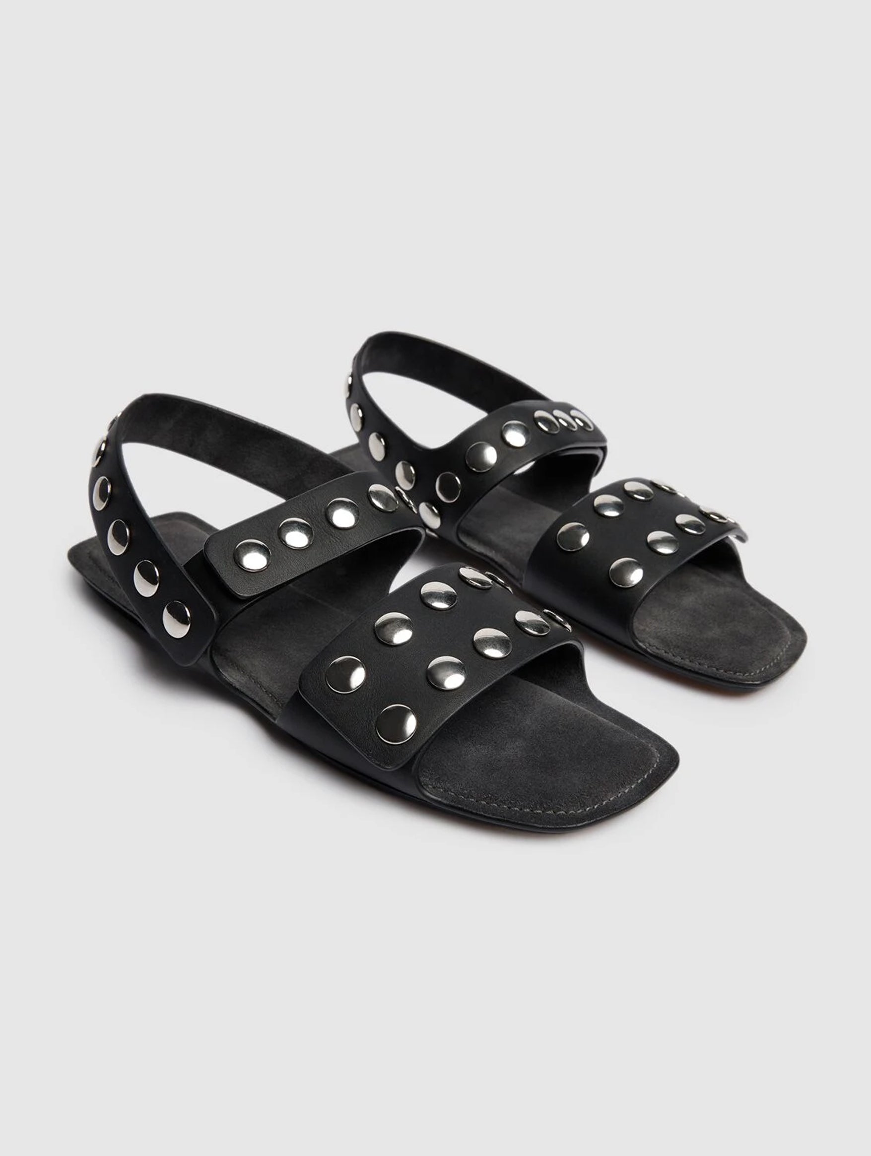 Boden Flat with Silver Studs in Black