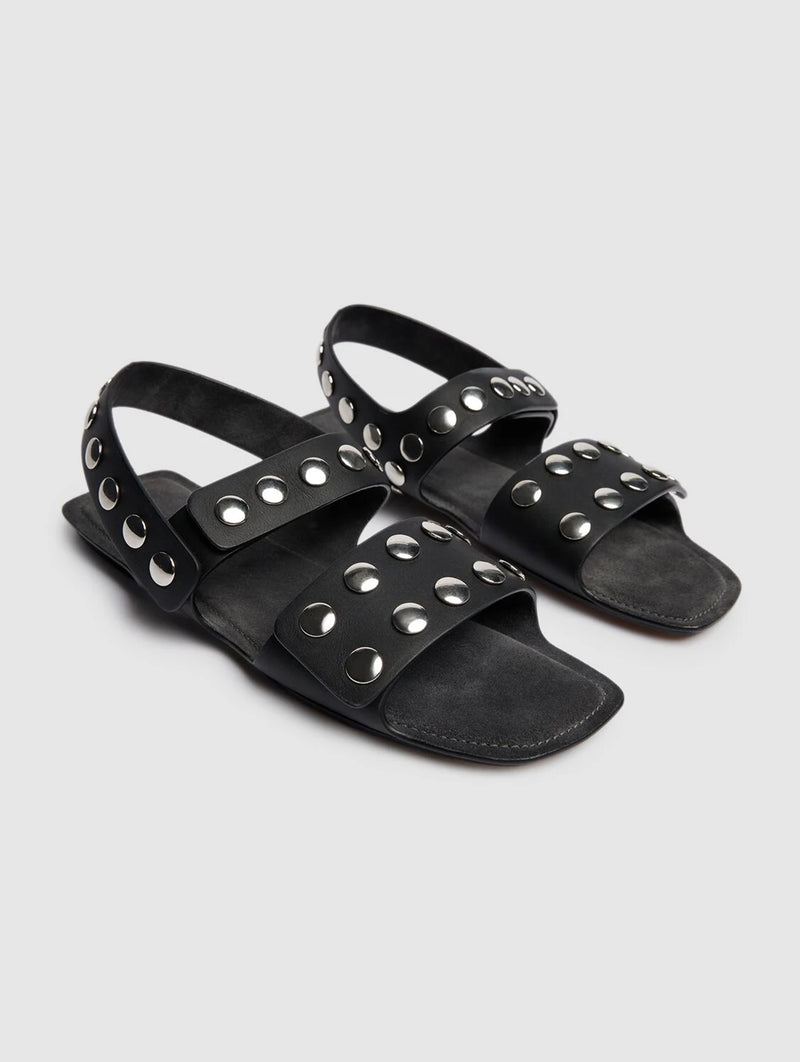 Boden Flat with Silver Studs in Black