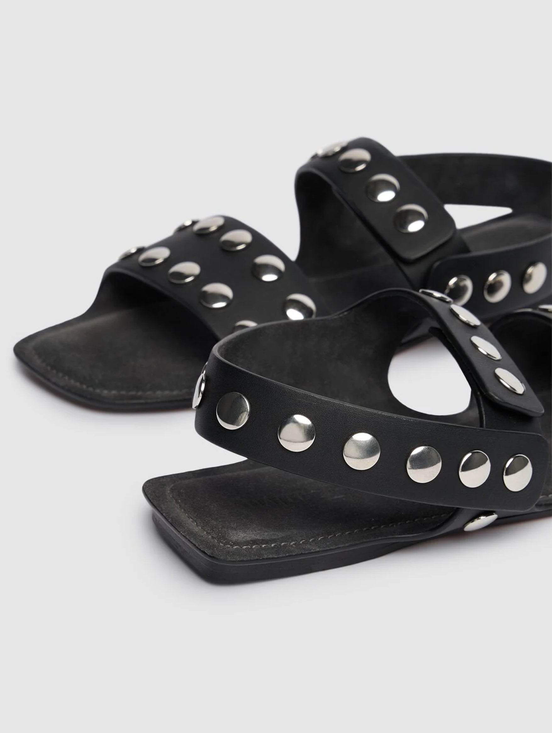 Boden Flat with Silver Studs in Black