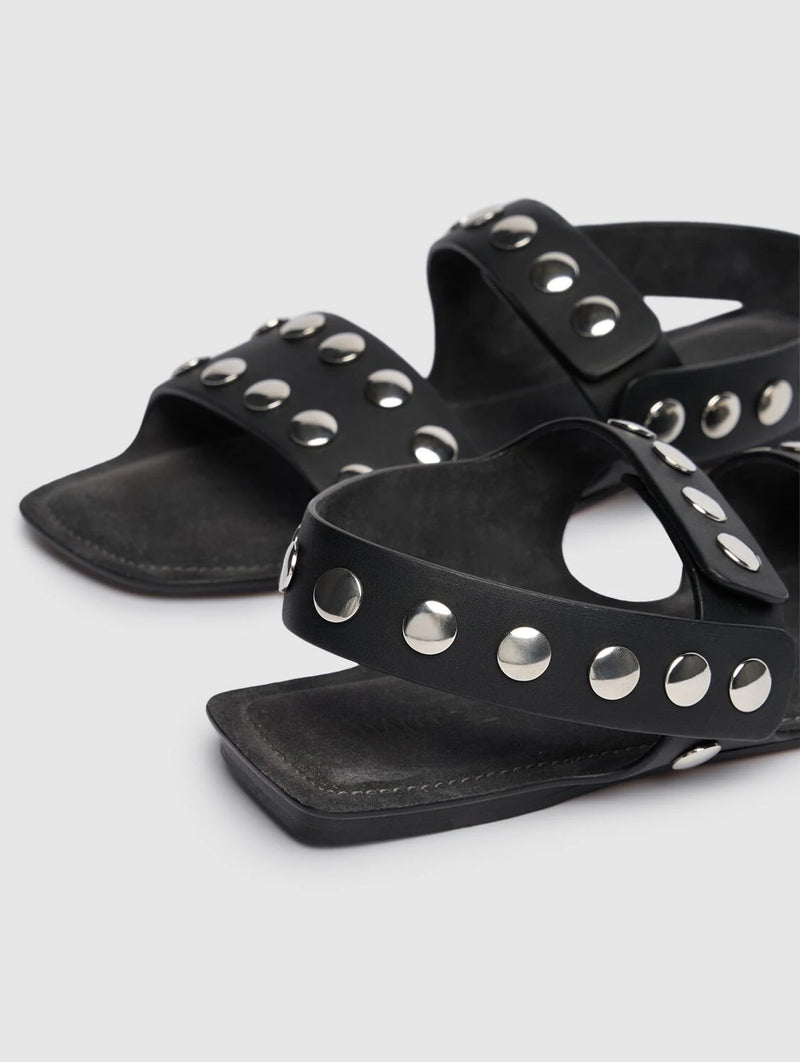 Boden Flat with Silver Studs in Black