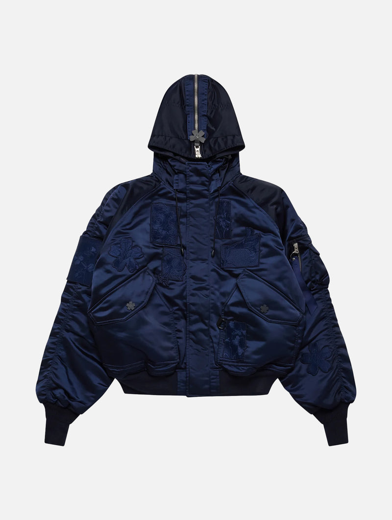 Cecilie Bahnsen X Alpha Ma-1 Laser Cut Bomber In Navy