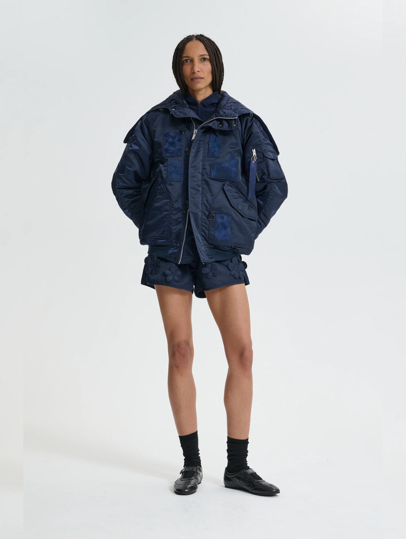 Cecilie Bahnsen X Alpha Ma-1 Laser Cut Bomber In Navy