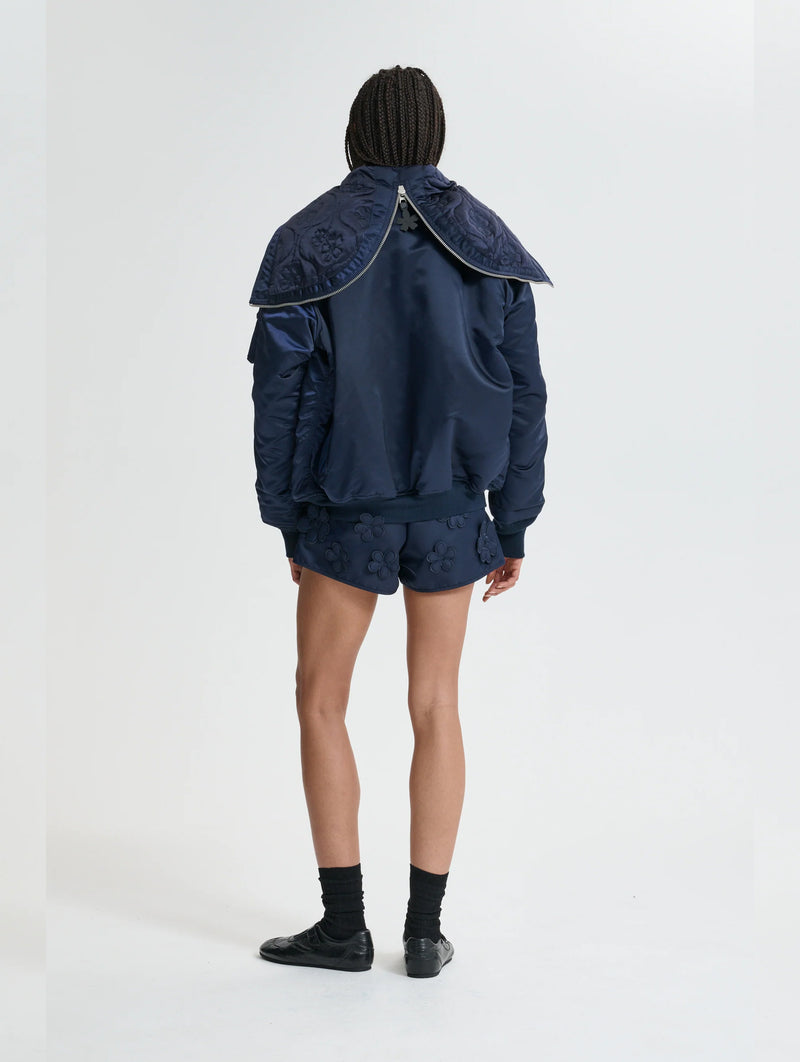 Cecilie Bahnsen X Alpha Ma-1 Laser Cut Bomber In Navy