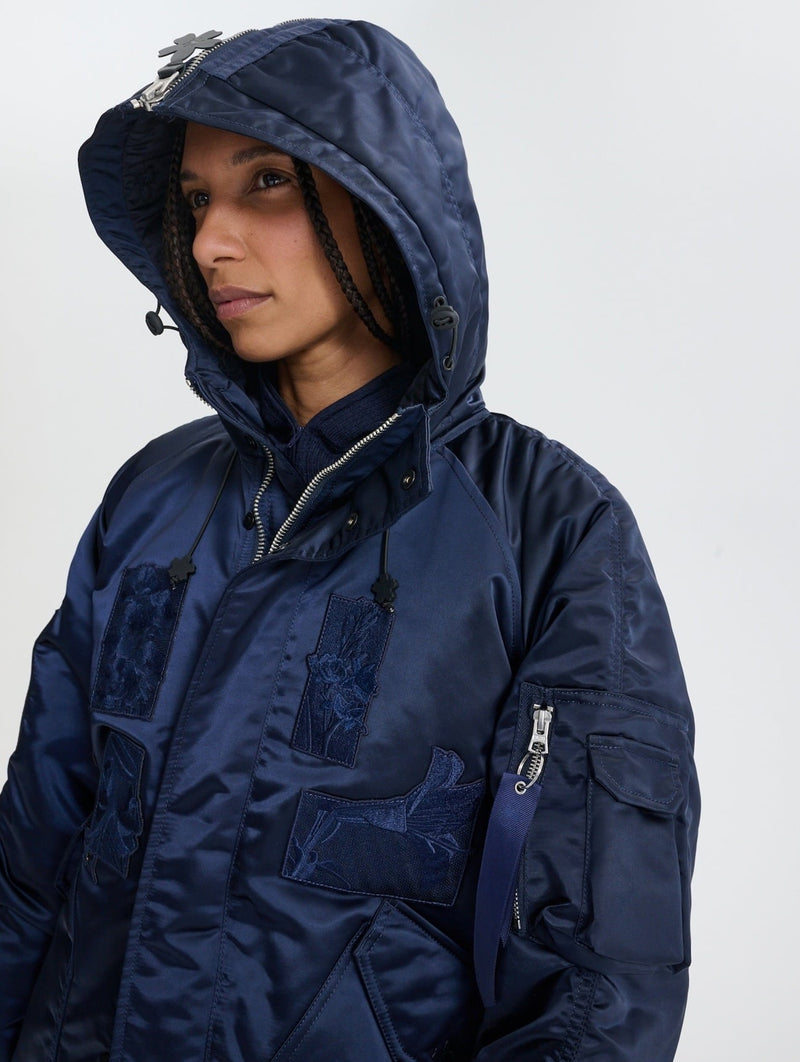 Cecilie Bahnsen X Alpha Ma-1 Laser Cut Bomber In Navy