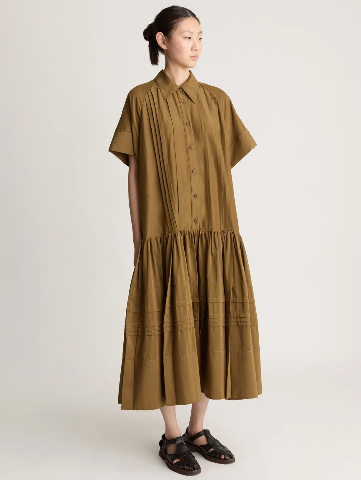 Bonnie Shirt Dress in Khaki