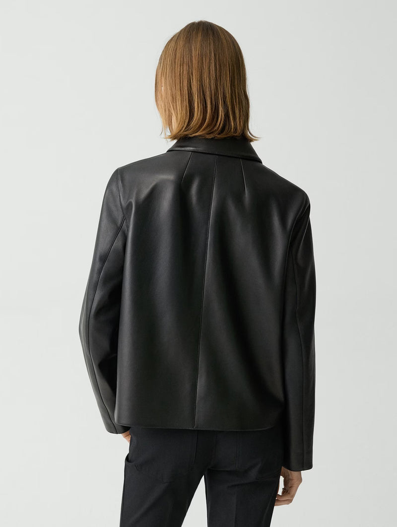 Boxy Leather Jacket in Black
