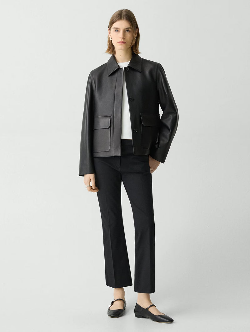 Boxy Leather Jacket in Black