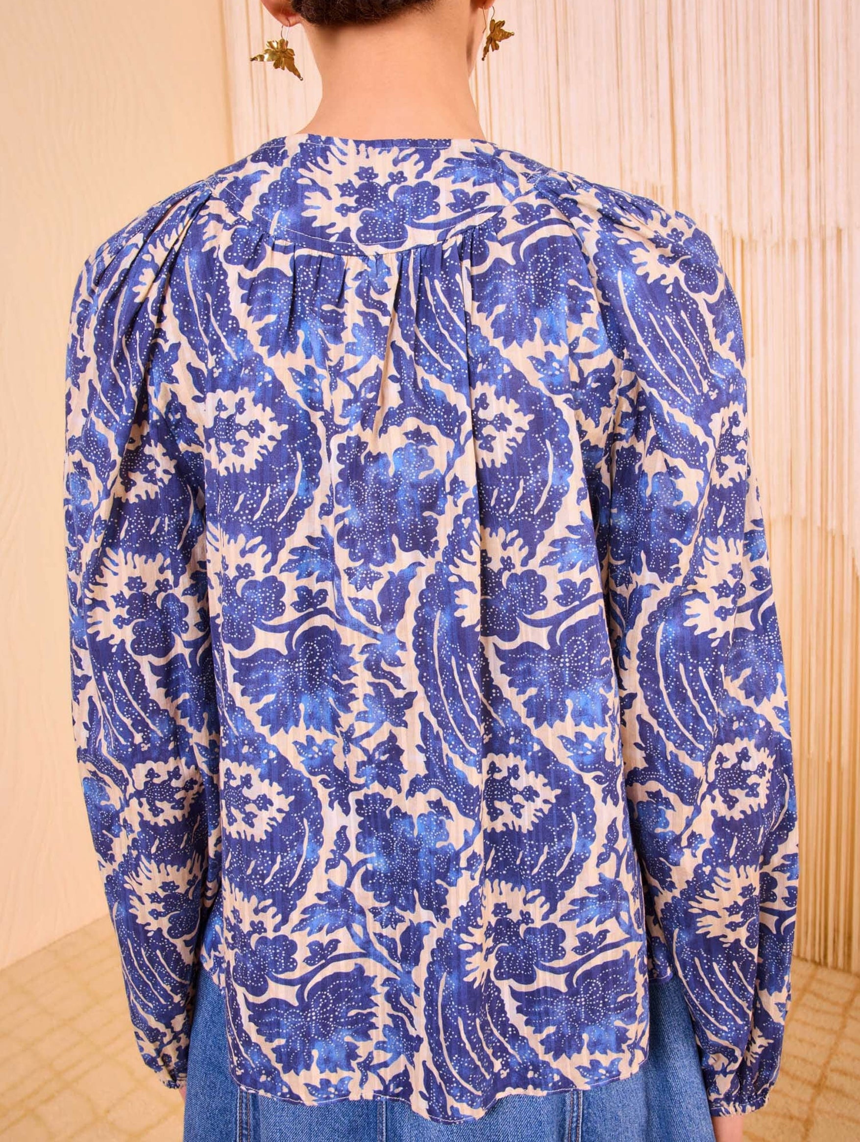 Brea Long Sleeve Blouse in Ocean
