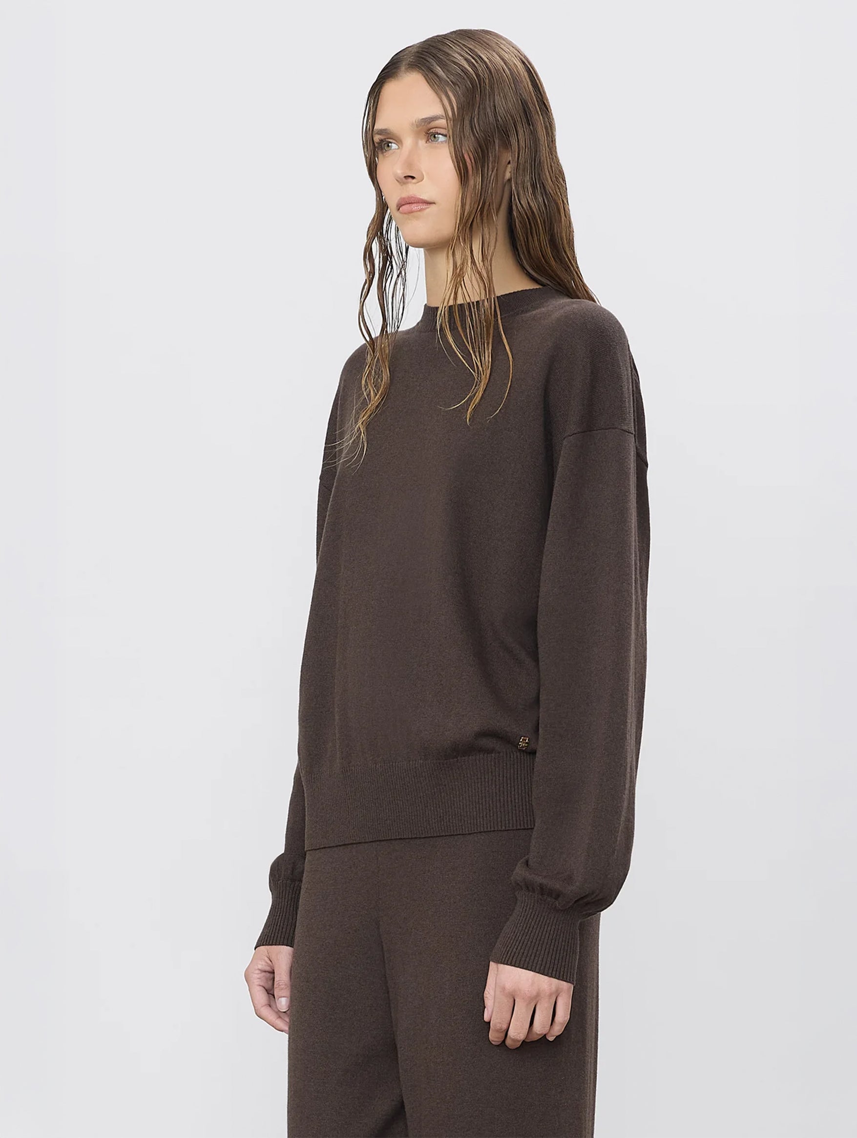 Brock Cotton Cashmere Sweater in Mushroom