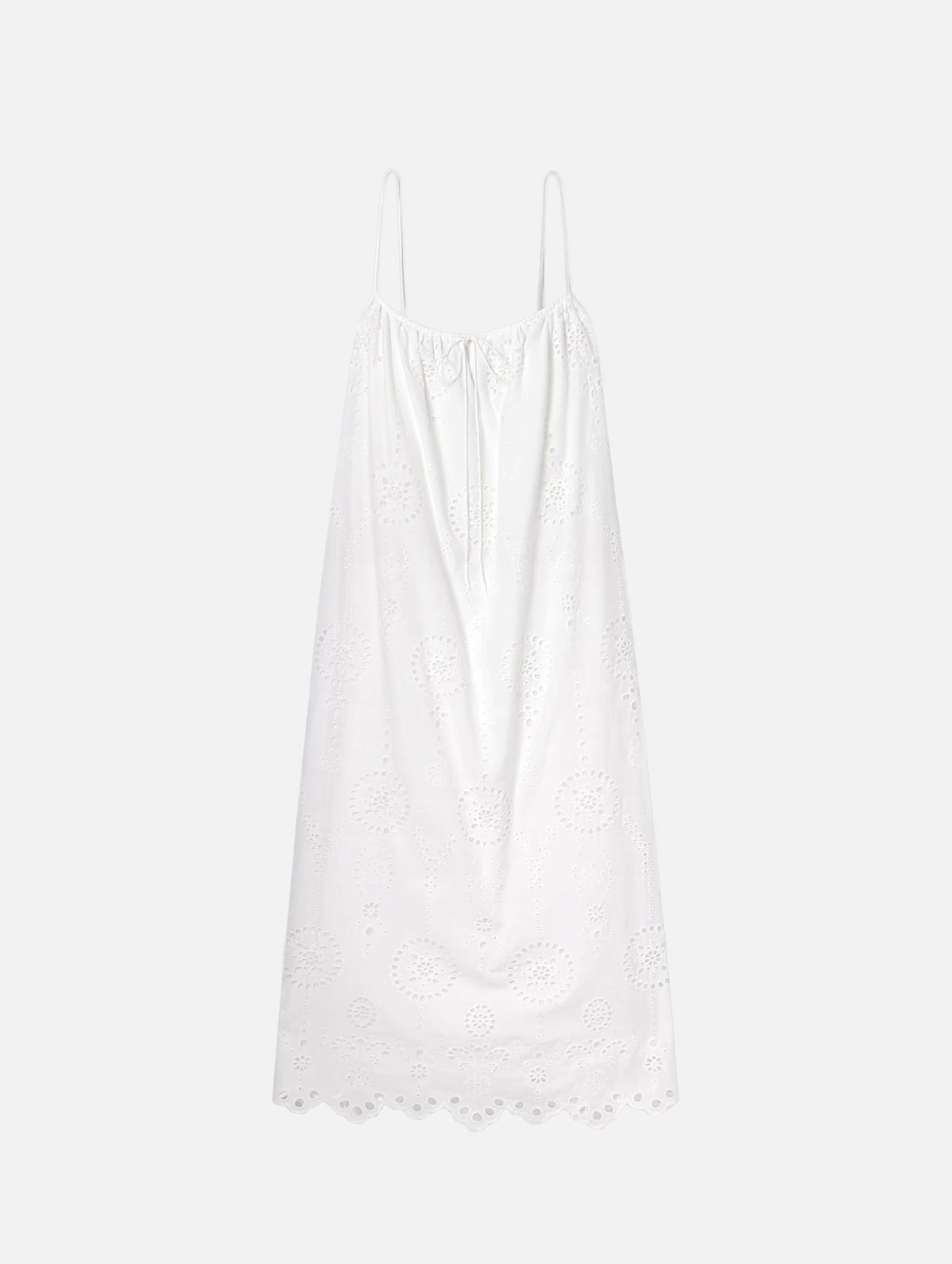 Broderie Cami Midi Dress in White