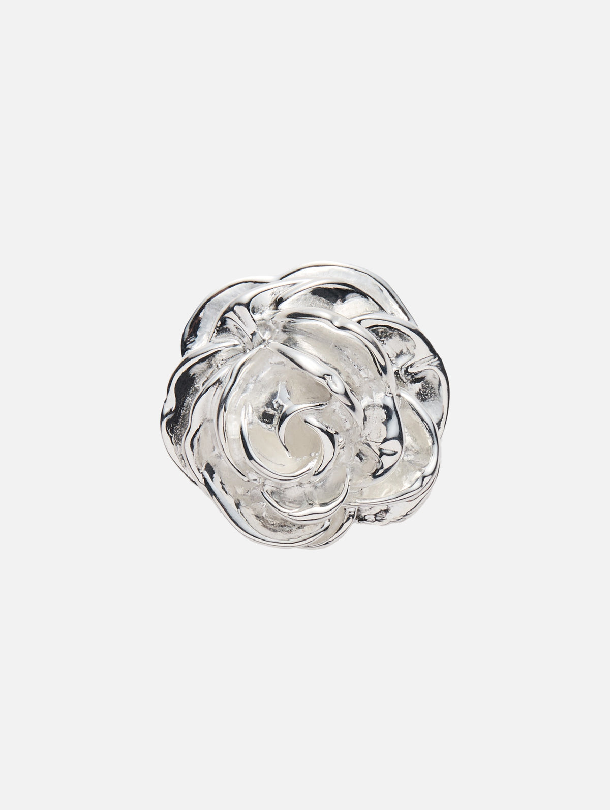 Silver-Plated Blooming Rose Brooch