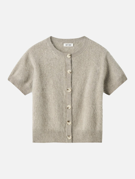 Brushed Cashmere Short Sleeve Cardigan in Greige – Muse Boutique