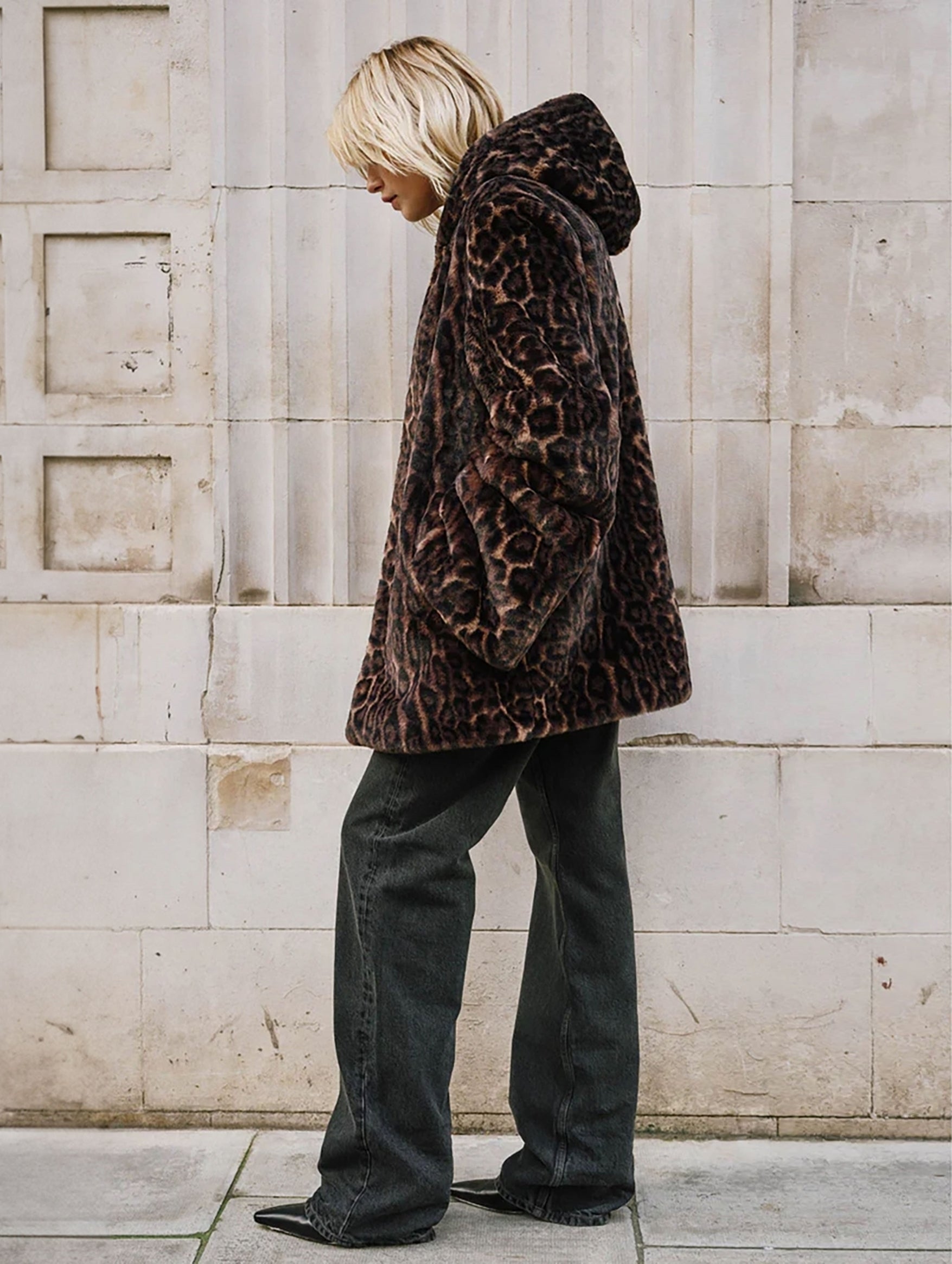 Bunny Faux Fur Coat in Leopard