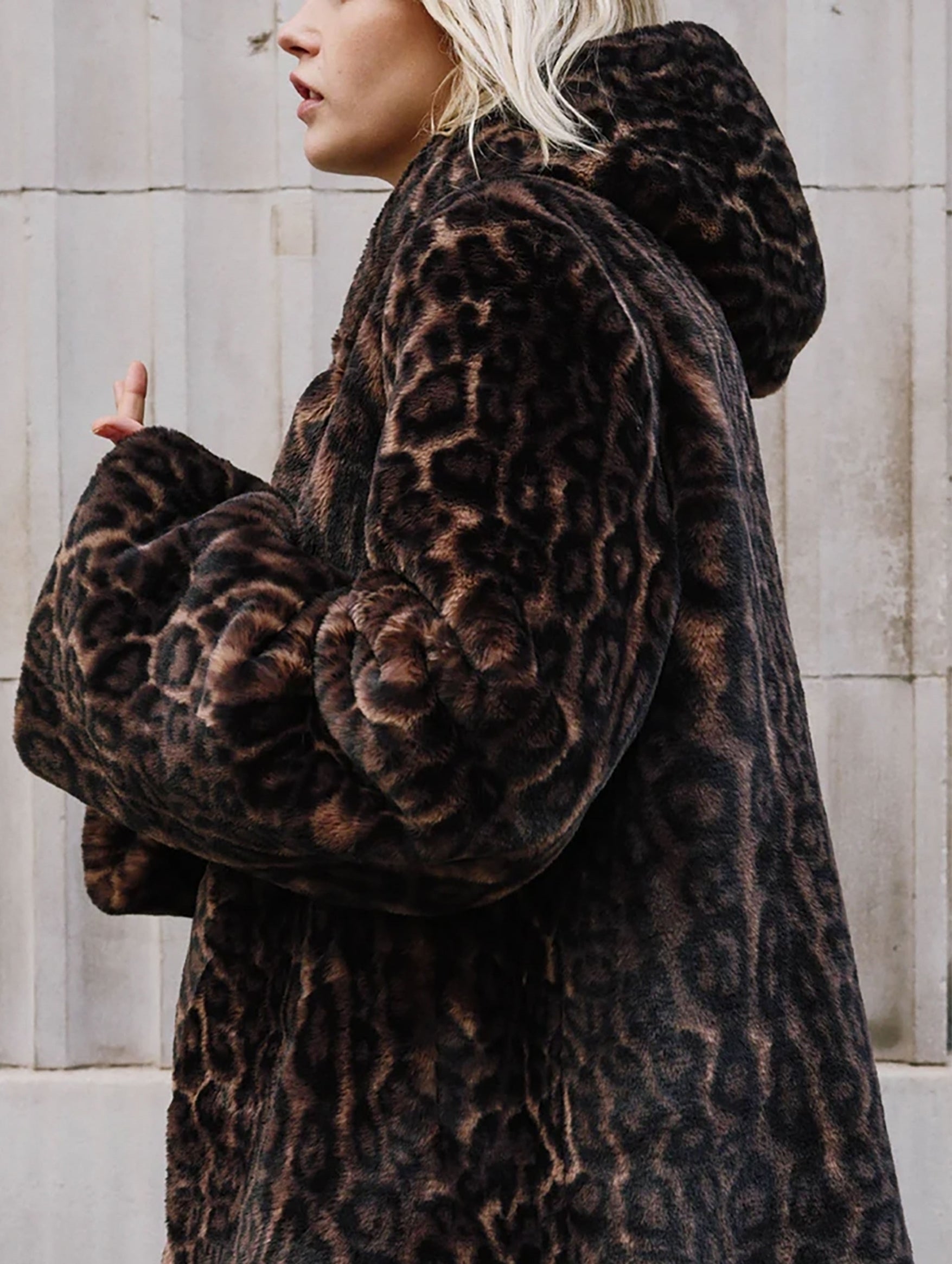 Bunny Faux Fur Coat in Leopard