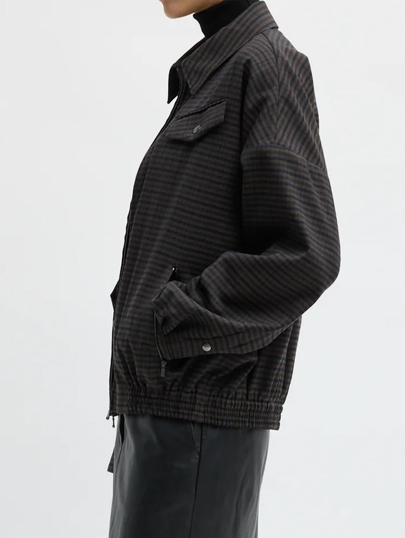 Cedrick Suiting Bomber Jacket in Grey Multi