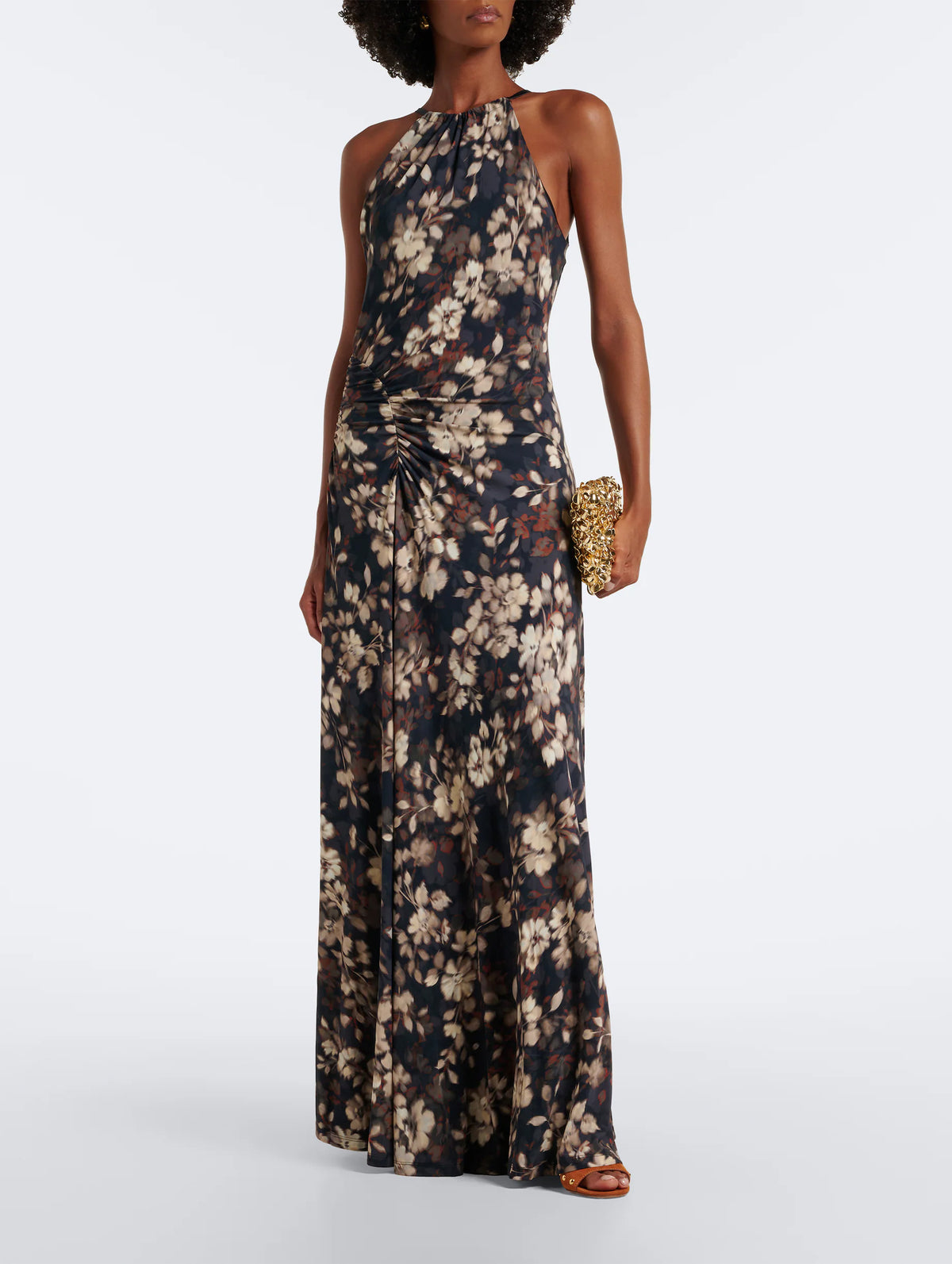 Cerin Halter Maxi Dress in Black Multi Floral