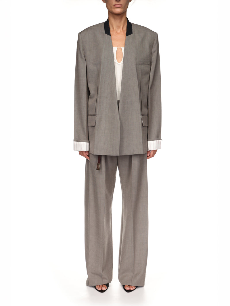 Collarless Jacket in Nickel