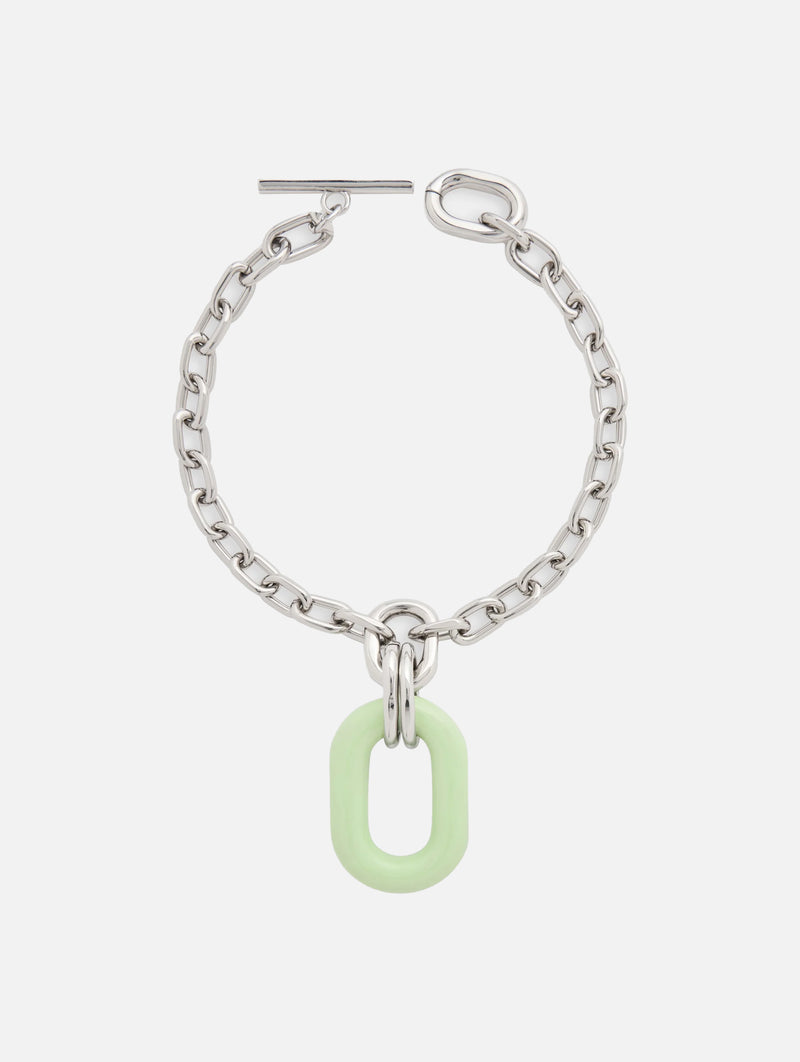 XL Link Necklace in Silver and Green