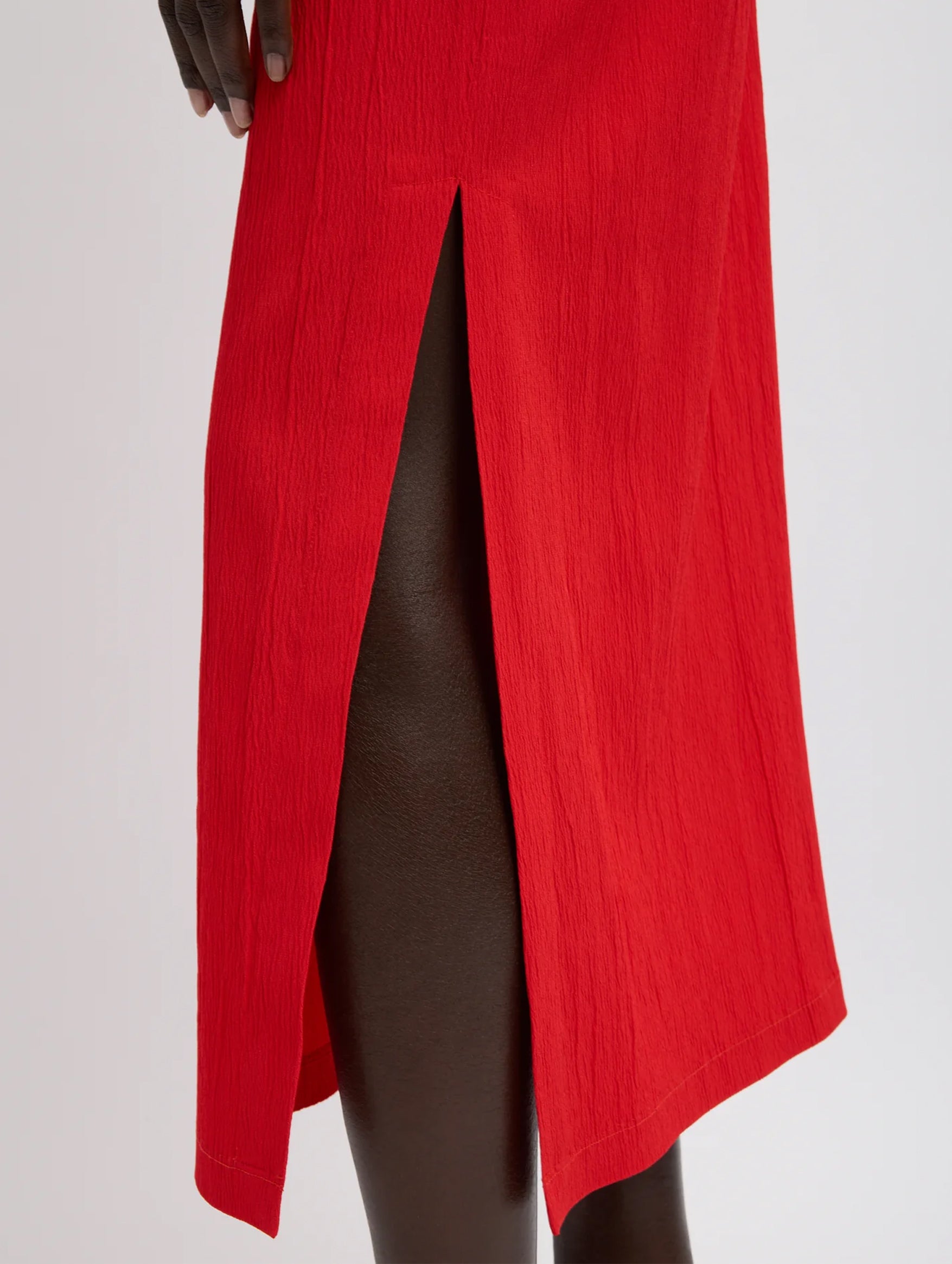 Creased Stretch Crepe Skirt in Red