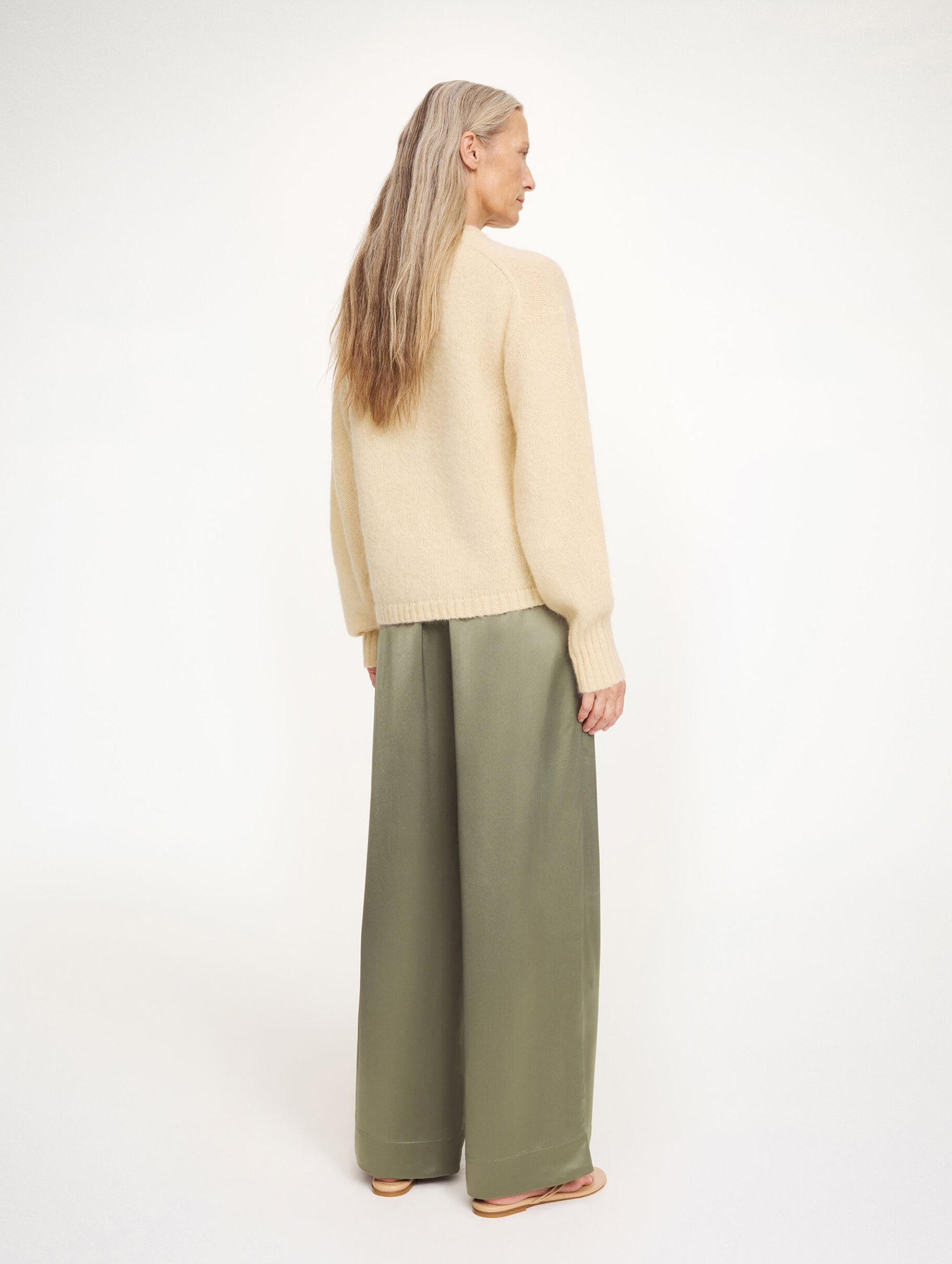 Cabello Wide-leg Trousers in Deep Lichen Green